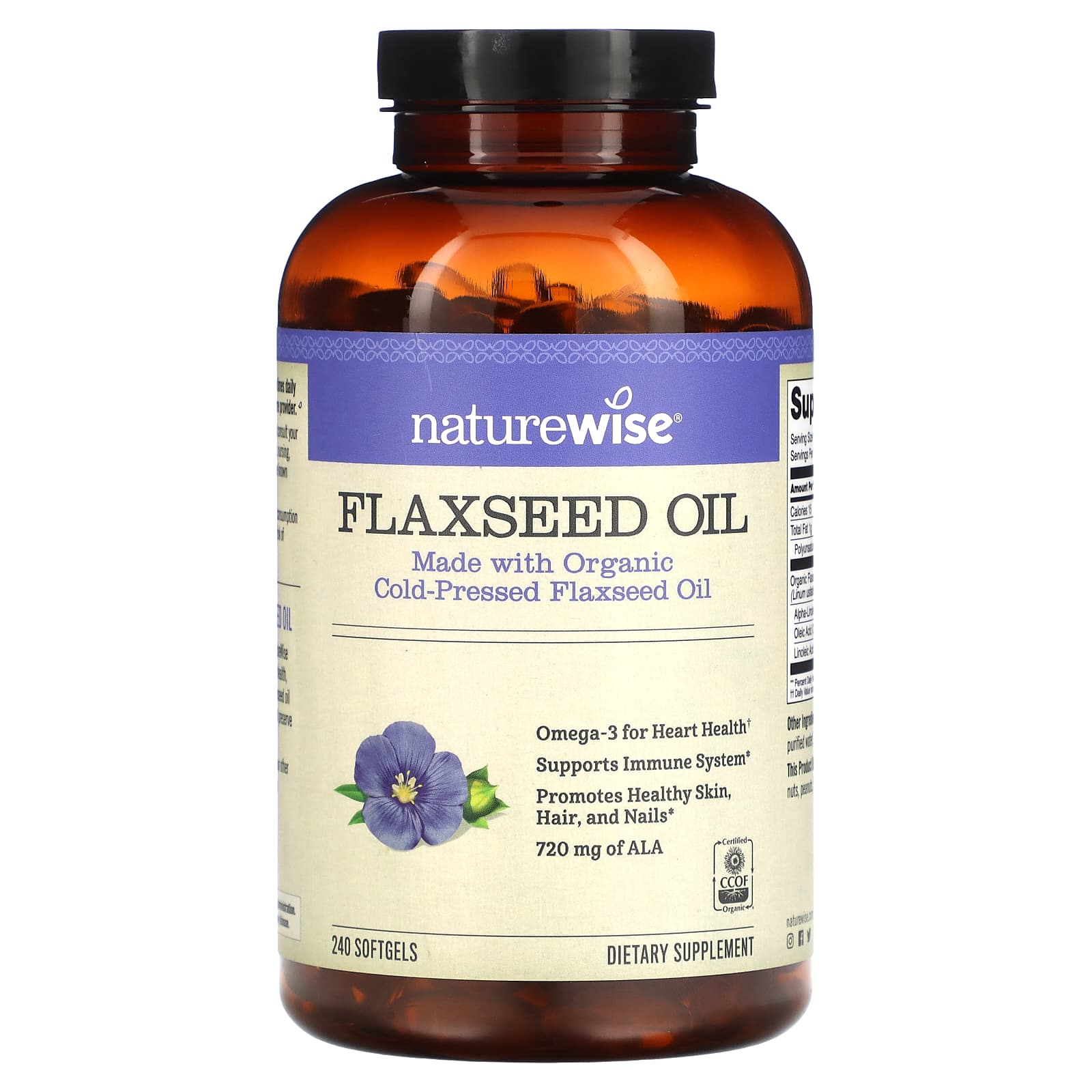 NatureWise, Flaxseed Oil, 240 Softgels - B00GBQ3K54