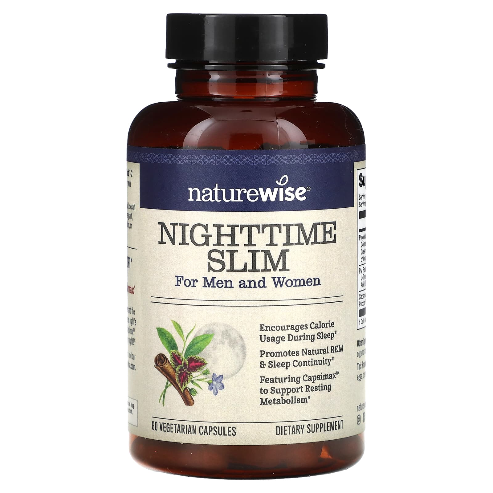 NatureWise, NightTime Slim, For Men and Women, 60 Vegetarian Capsules - B01BMF1GAO
