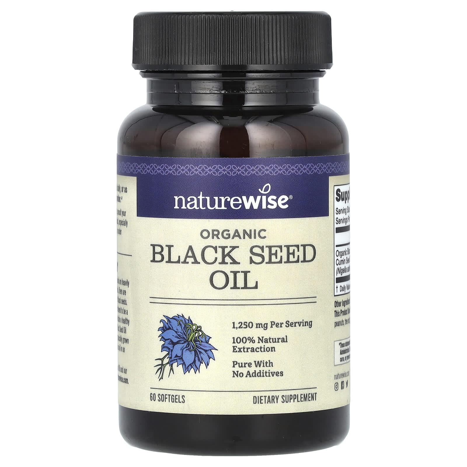 NatureWise, Organic Black Seed Oil, 1,250 mg, 60 Softgels (625 mg per Softgel) - B07Y3TLVFP