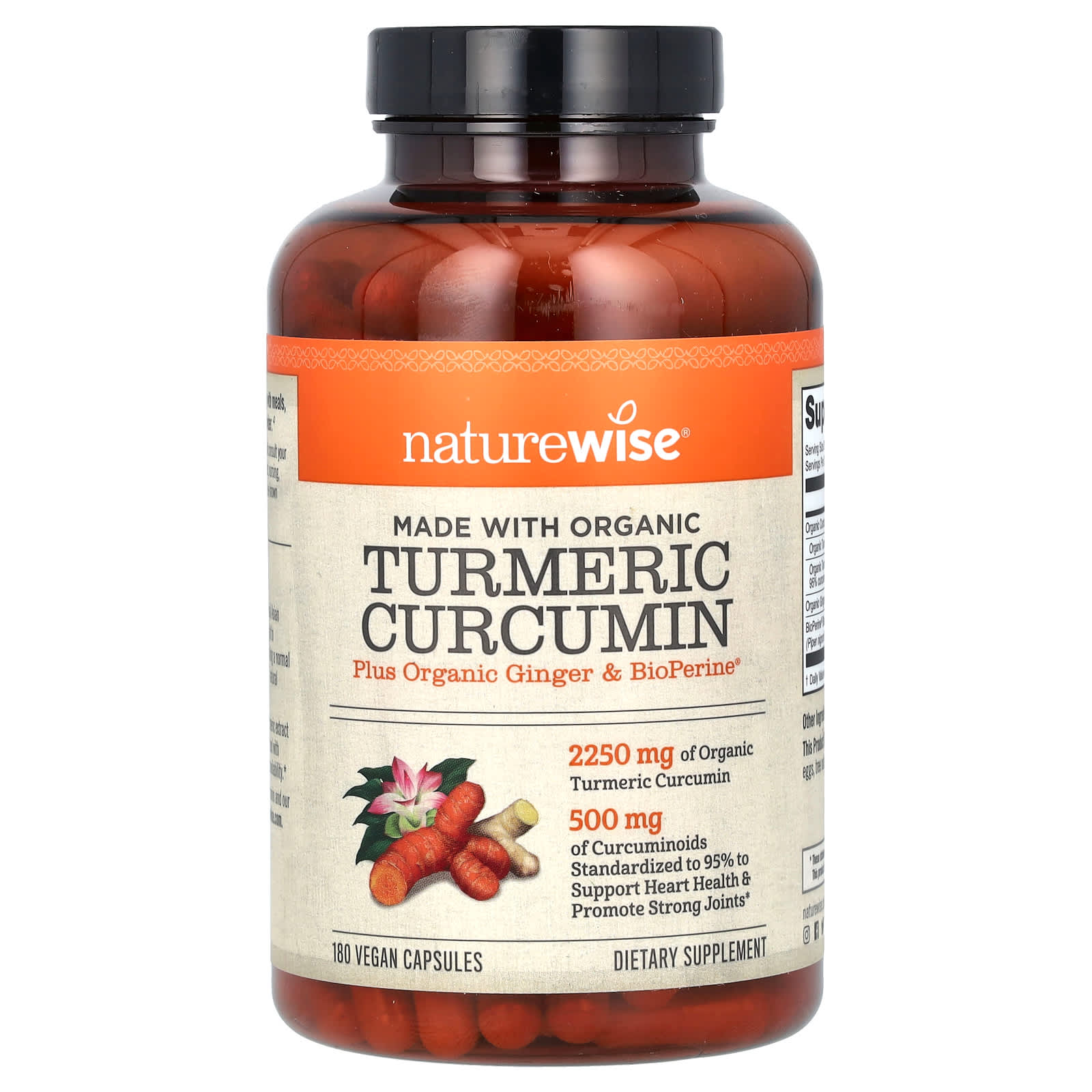 NatureWise, Organic Turmeric Curcumin, 180 Vegan Capsules - B01BMDAVIY