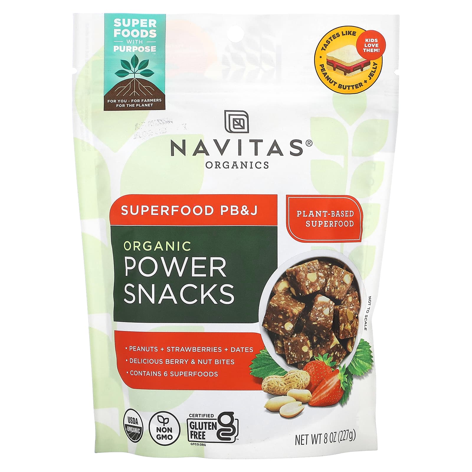 Navitas Organics, Organic Power Snacks, Superfood PB&J, 8 oz (227 g) - B0BLFX53WX