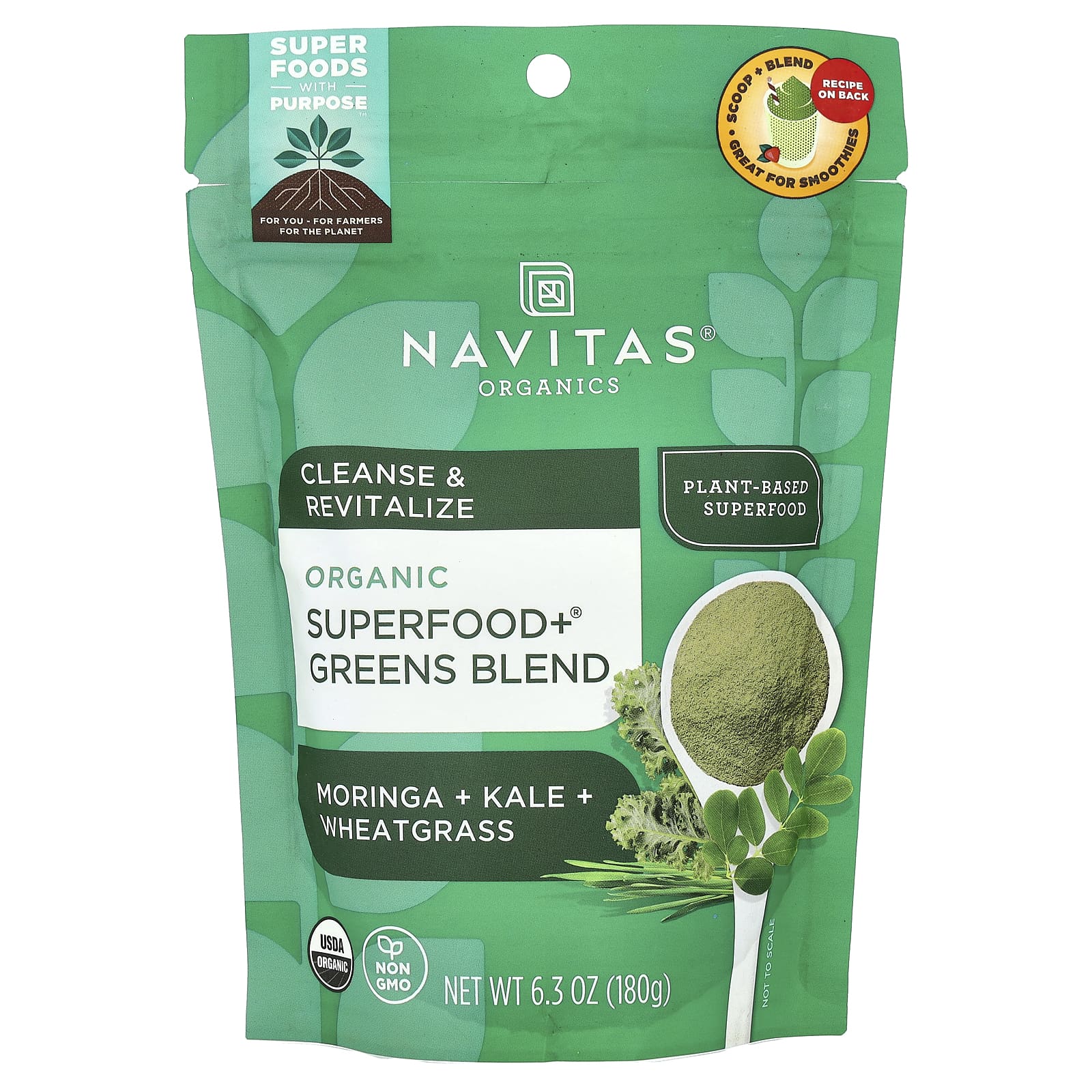 Navitas Organics, Organic Superfood+® Greens Blend, 6.3 oz (180 g) - B0823D6SNB