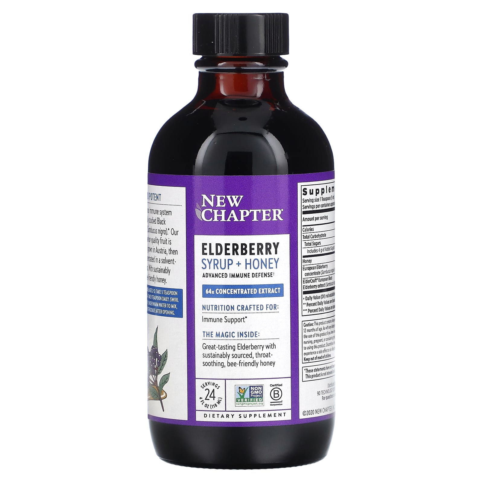 New Chapter, Elderberry Syrup + Honey , 4 fl oz (118 ml) - B07XZW8HL4