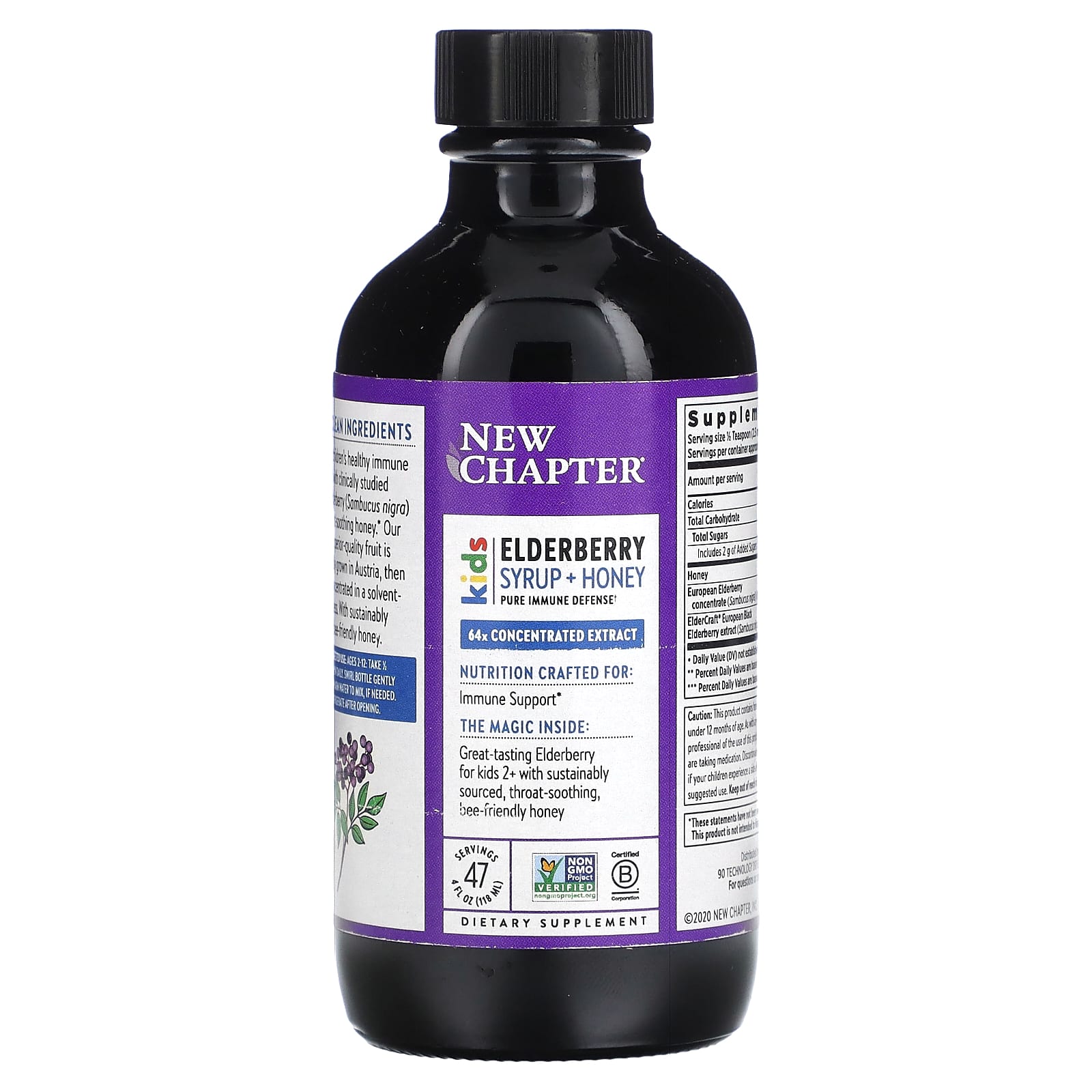 New Chapter, Kids, Elderberry Syrup + Honey, Ages 2+, 4 fl oz (118 ml) - B089CFLDZR