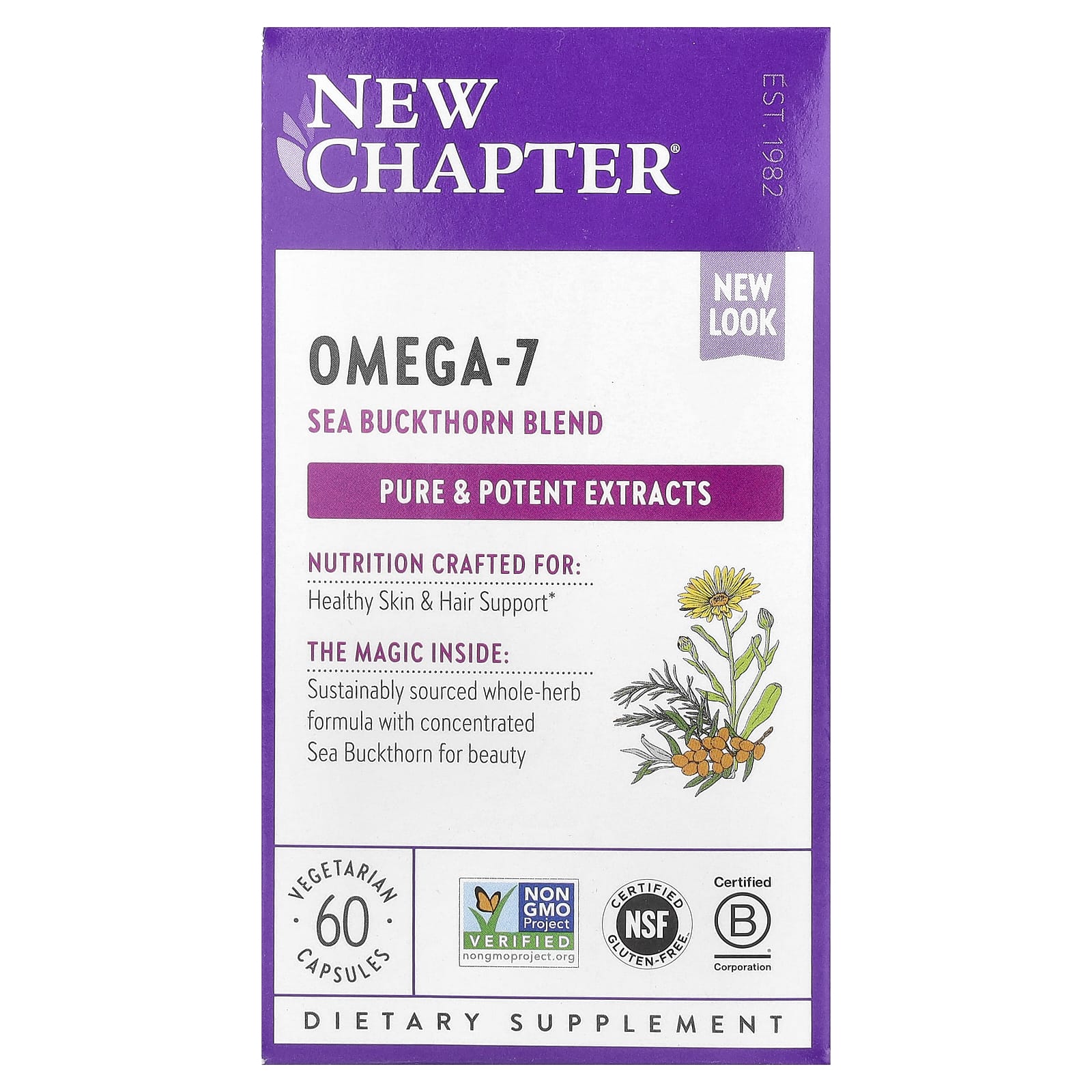 New Chapter, Omega-7 Sea Buckthorn Blend, 60 Vegetarian Capsules - B01JAAVHLQ