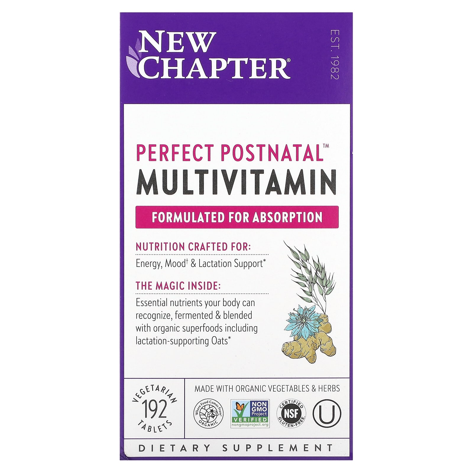 New Chapter, Perfect Postnatal Multivitamin, 192 Vegetarian Tablets - B00T8SBDQU