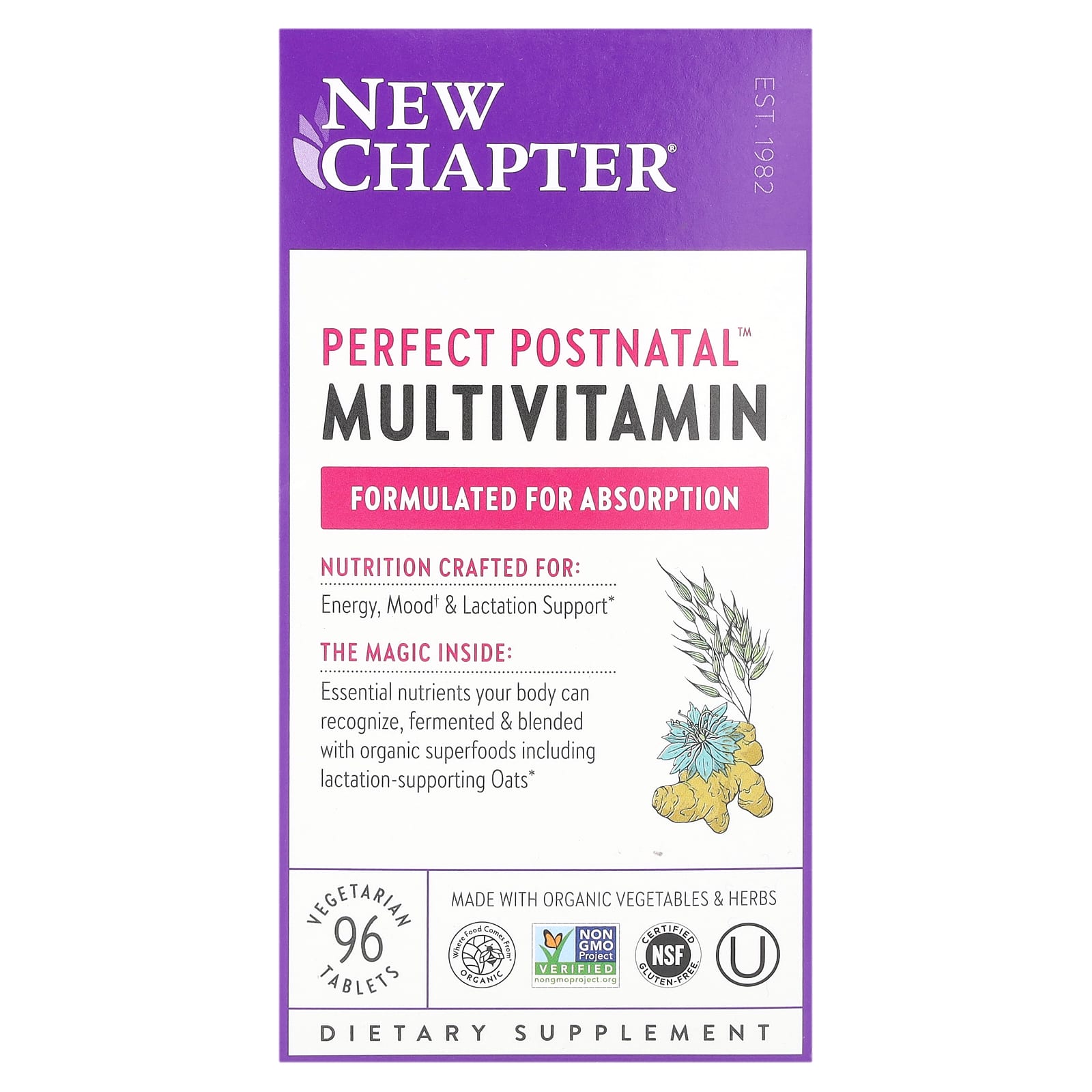 New Chapter, Perfect Postnatal Multivitamin, 96 Vegetarian Tablets - B00T8SBD74