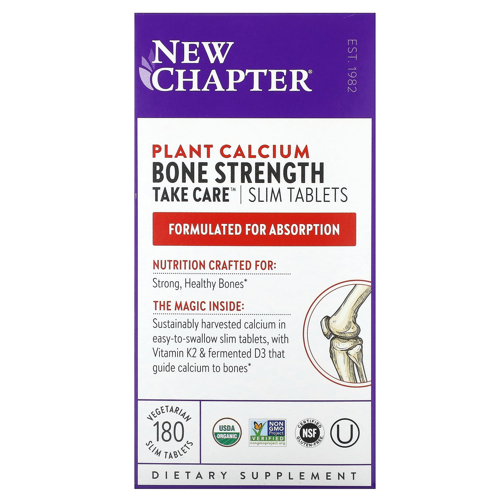 New Chapter, Plant Calcium, Bone Strength Take Care, 180 Vegetarian Slim Tablets - B00KTI9Q3U