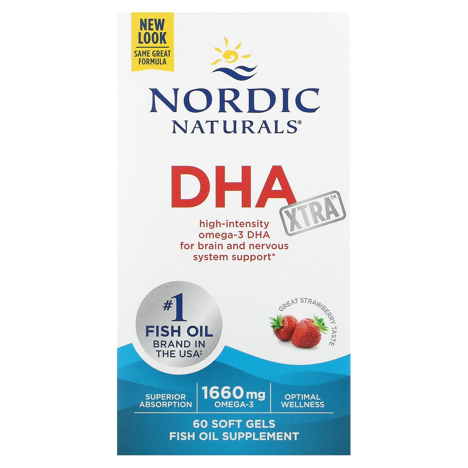 Nordic Naturals, DHA Xtra, Strawberry, 60 Soft Gels - B004O8I7JA