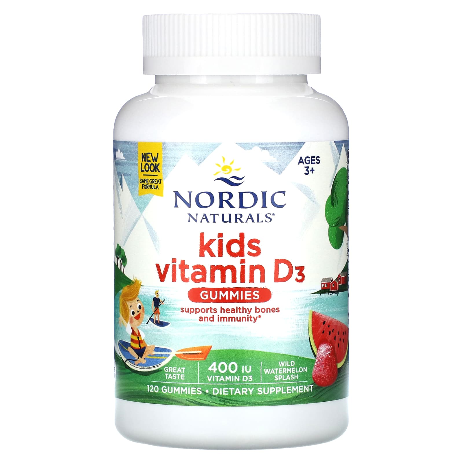 Nordic Naturals, Kids Vitamin D3 Gummies, Ages 3+, Wild Watermelon Splash, 400 IU, 120 Gummies - B088VG5GWS