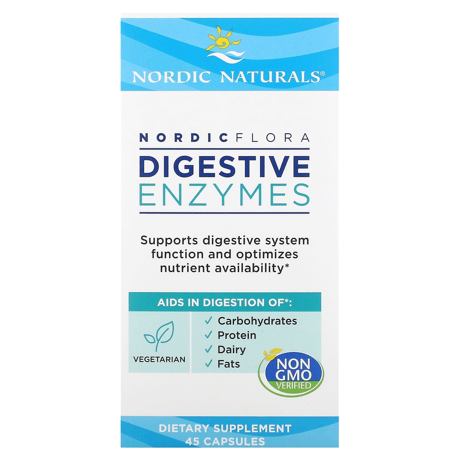 Nordic Naturals, Nordic Flora Digestive Enzymes, 45 Capsules - B07F3NKVK8