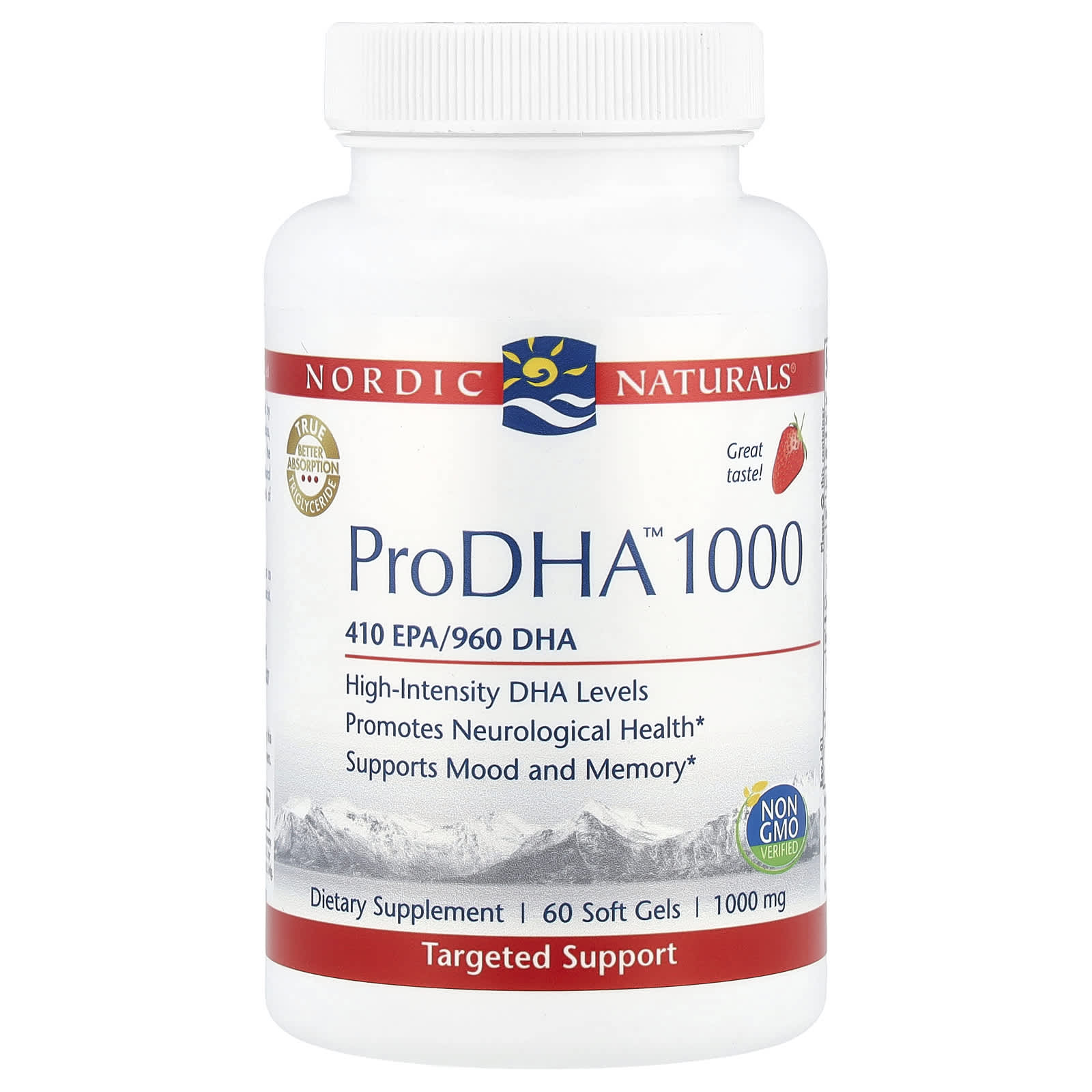 Nordic Naturals, ProDHA™ 1000, Strawberry, 60 Softgels - B00FX6QERY