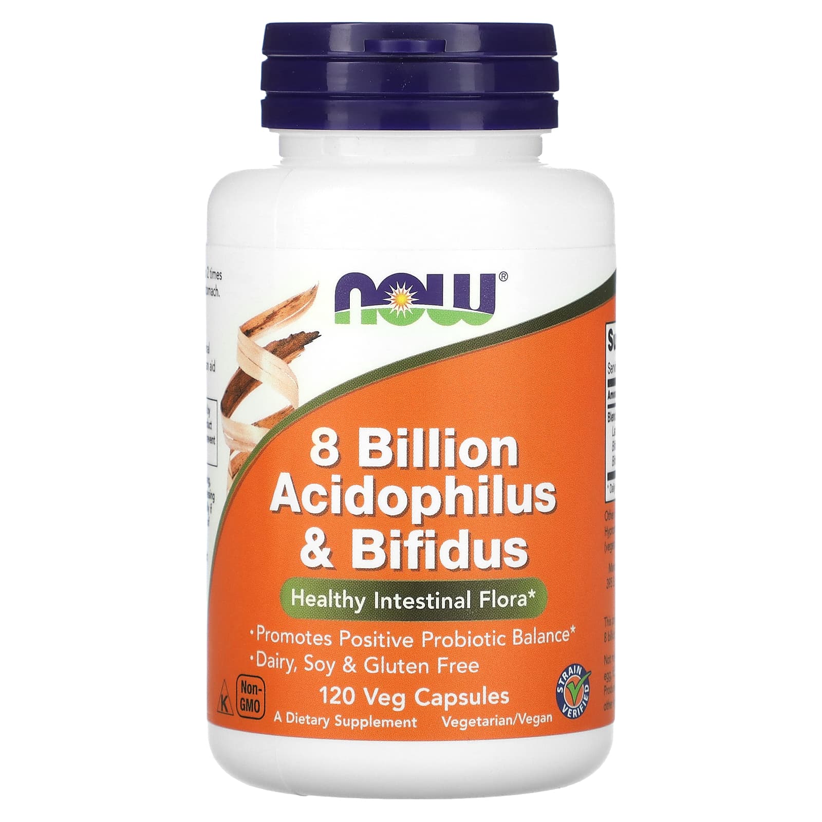 NOW Foods, 8 Billion Acidophilus & Bifidus, 120 Veg Capsules - B0013OSKN6