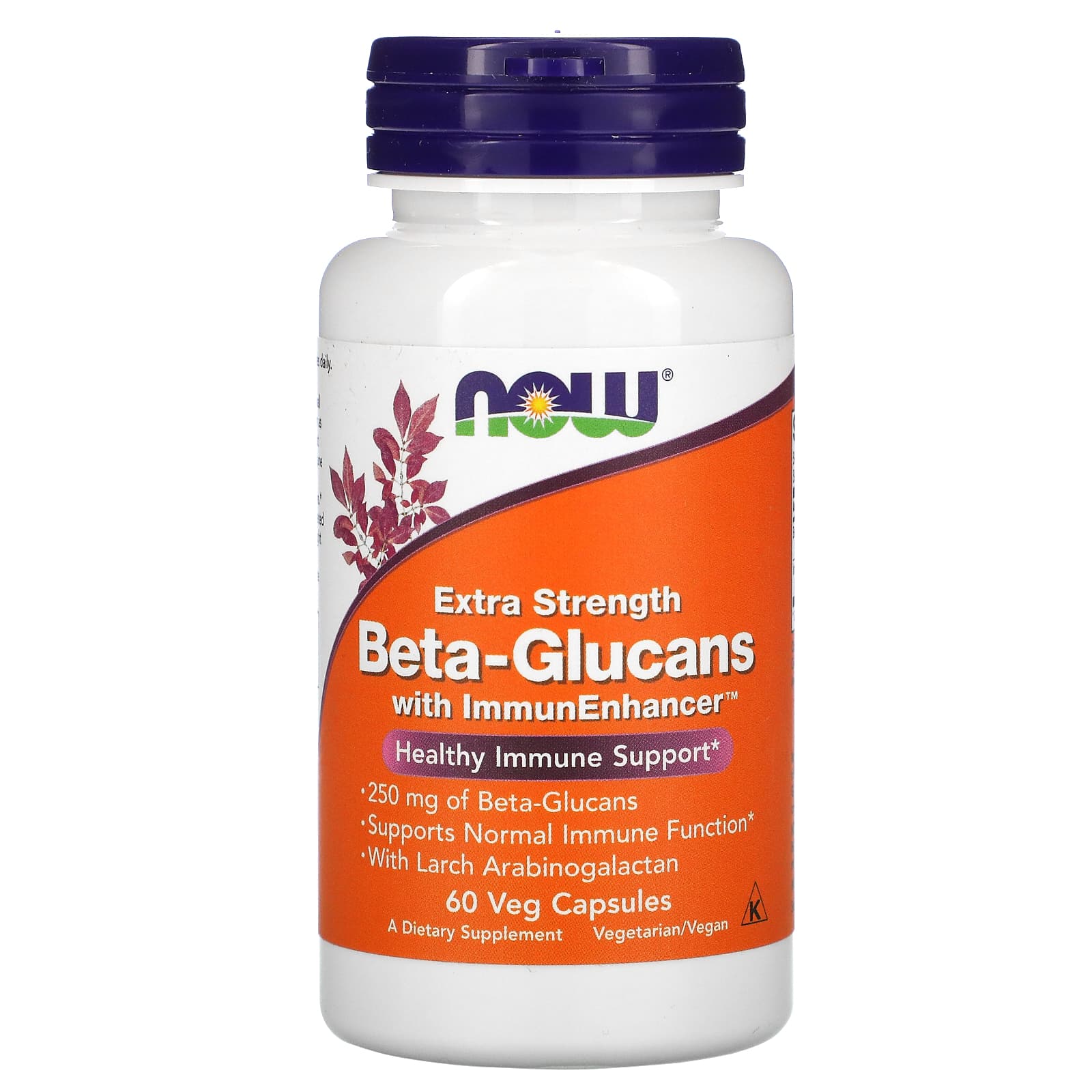 NOW Foods, Beta-Glucans, with ImmunEnhancer, Extra Strength, 250 mg, 60 Veg Capsules - B005P0VTDW