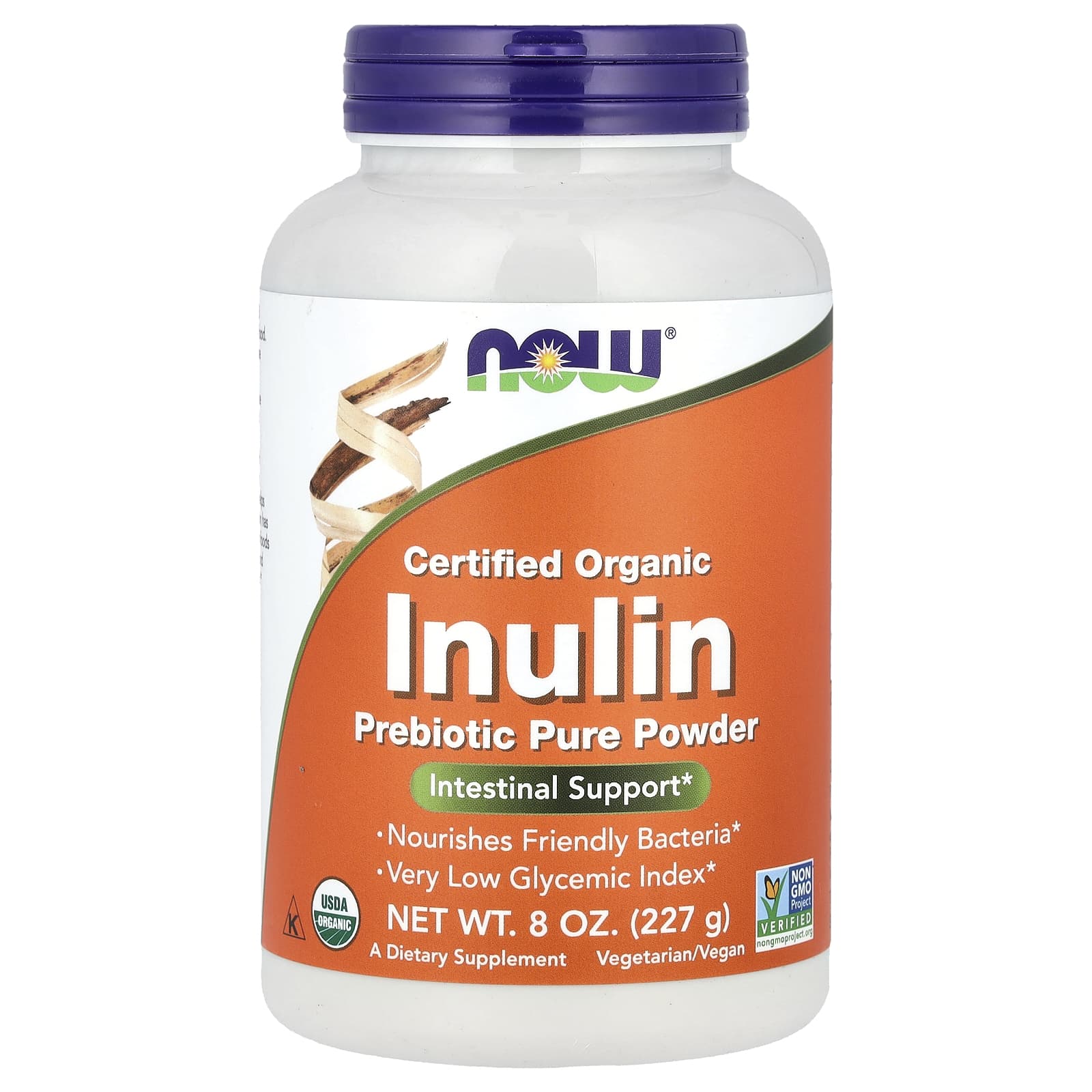 NOW Foods, Certified Organic Inulin, Prebiotic Pure Powder, 8 oz (227 g) - B000MGSI1K