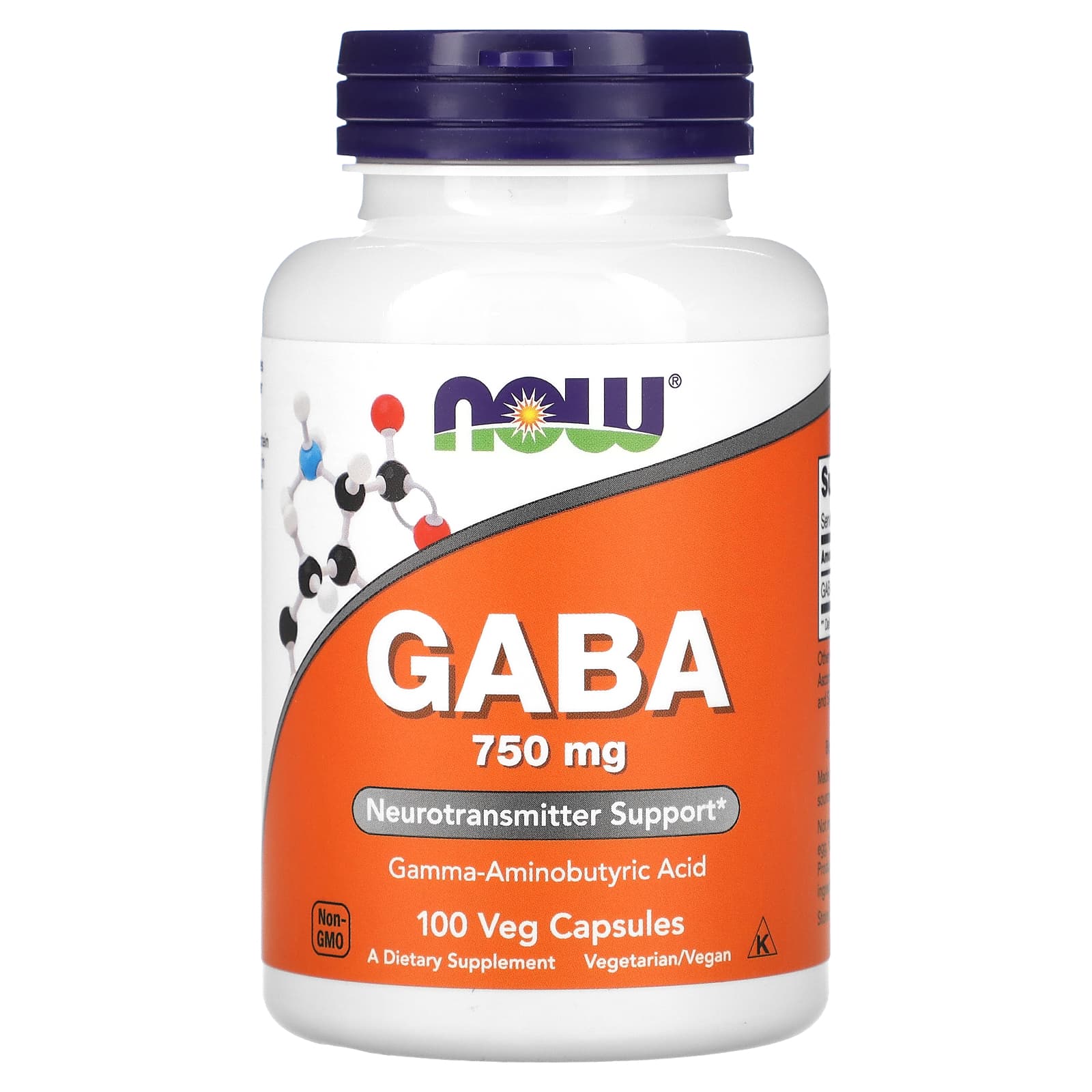 NOW Foods, GABA, 750 mg, 100 Veg Capsules - B0013OVZAG