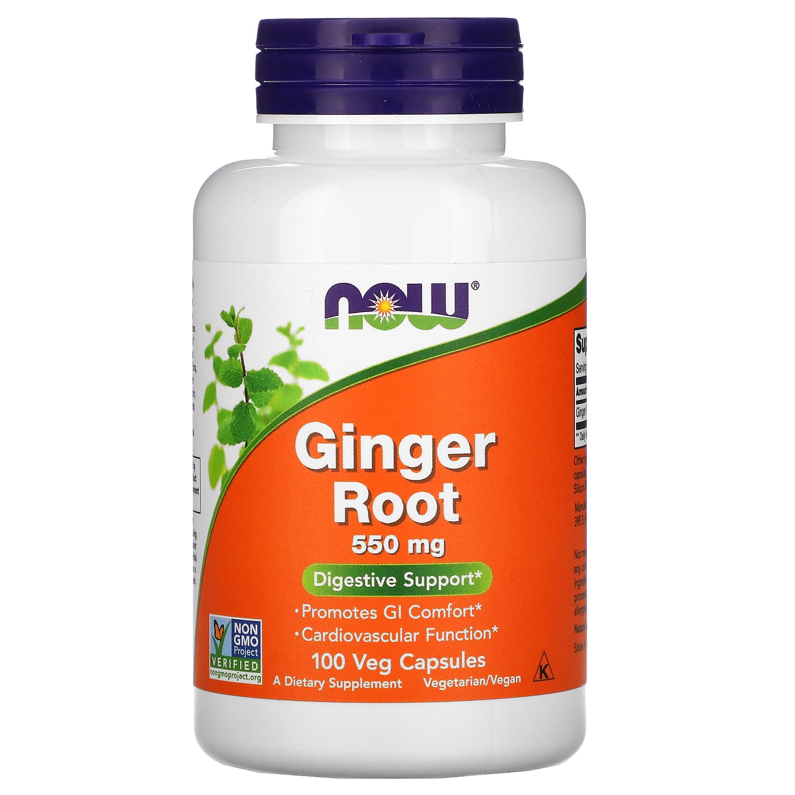 NOW Foods, Ginger Root, 550 mg, 100 Veg Capsules - B0019LRYHG