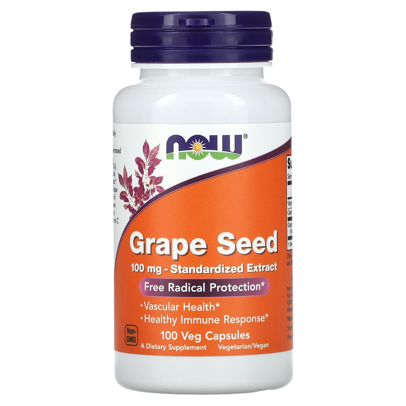 NOW Foods, Grape Seed, Standardized Extract, 100 mg, 100 Veg Capsules - B0013OSMZW