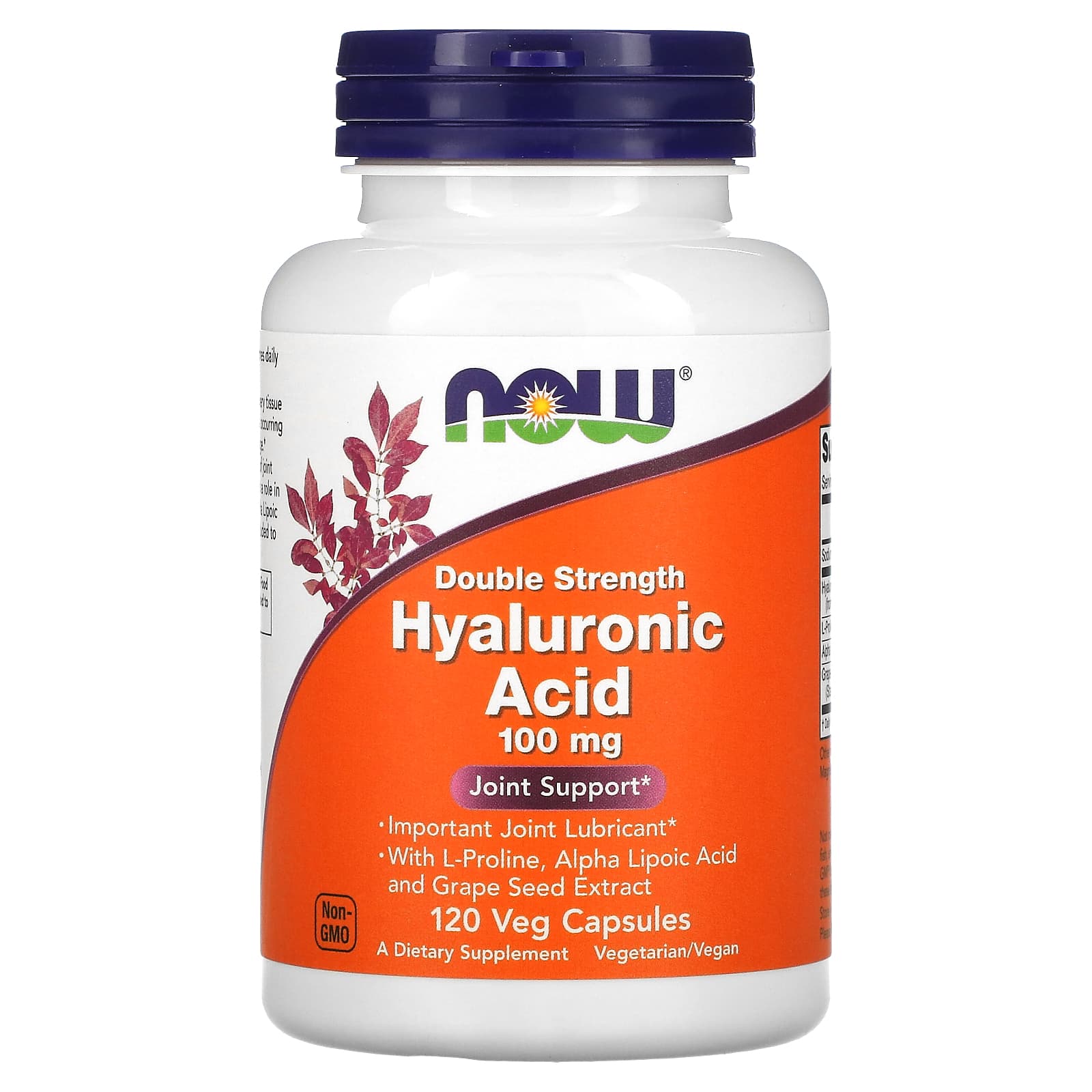 NOW Foods, Hyaluronic Acid, Double Strength, 100 mg, 120 Veg Capsules - B00663G8WO