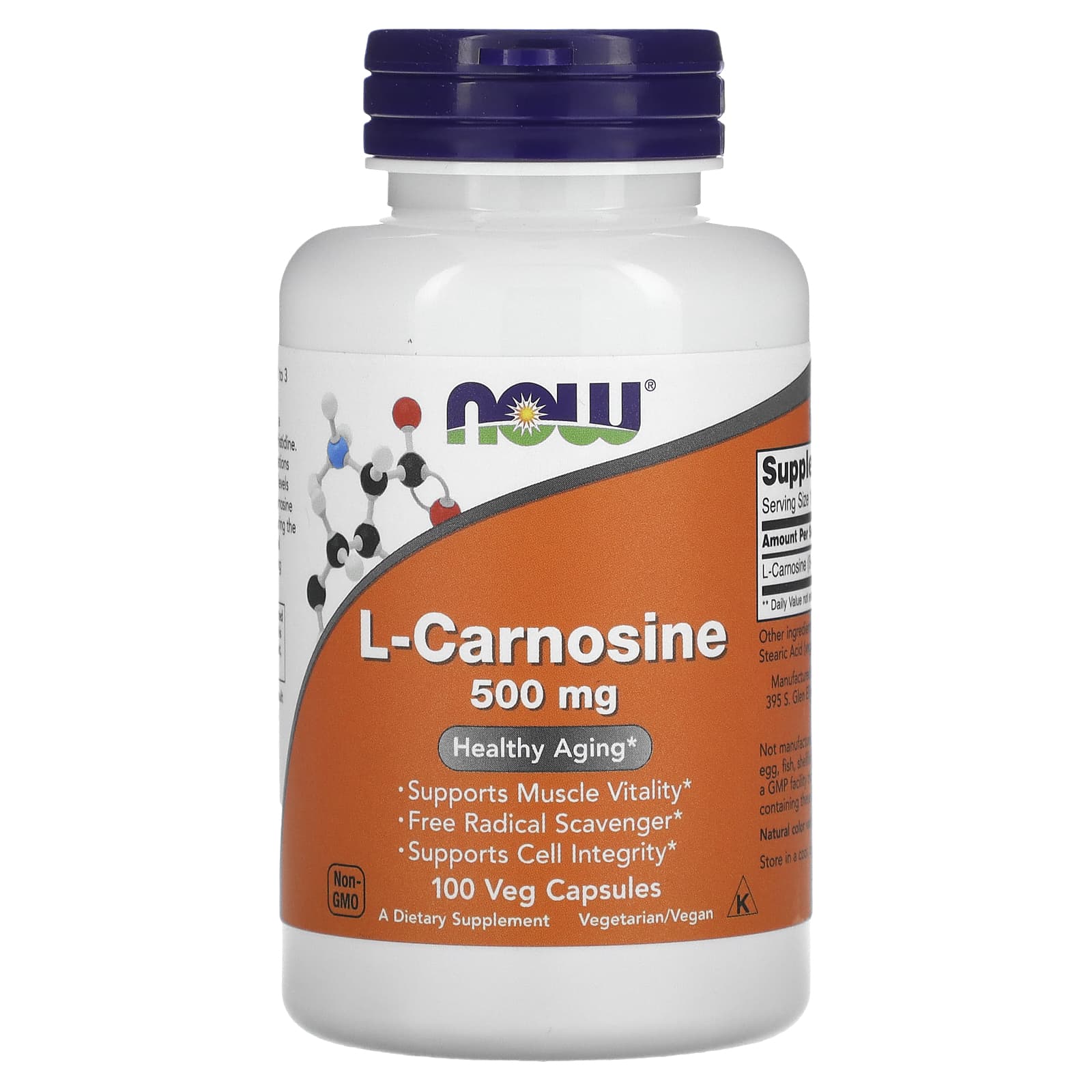 NOW Foods, L-Carnosine, 500 mg, 100 Veg Capsules - B0013OSND8