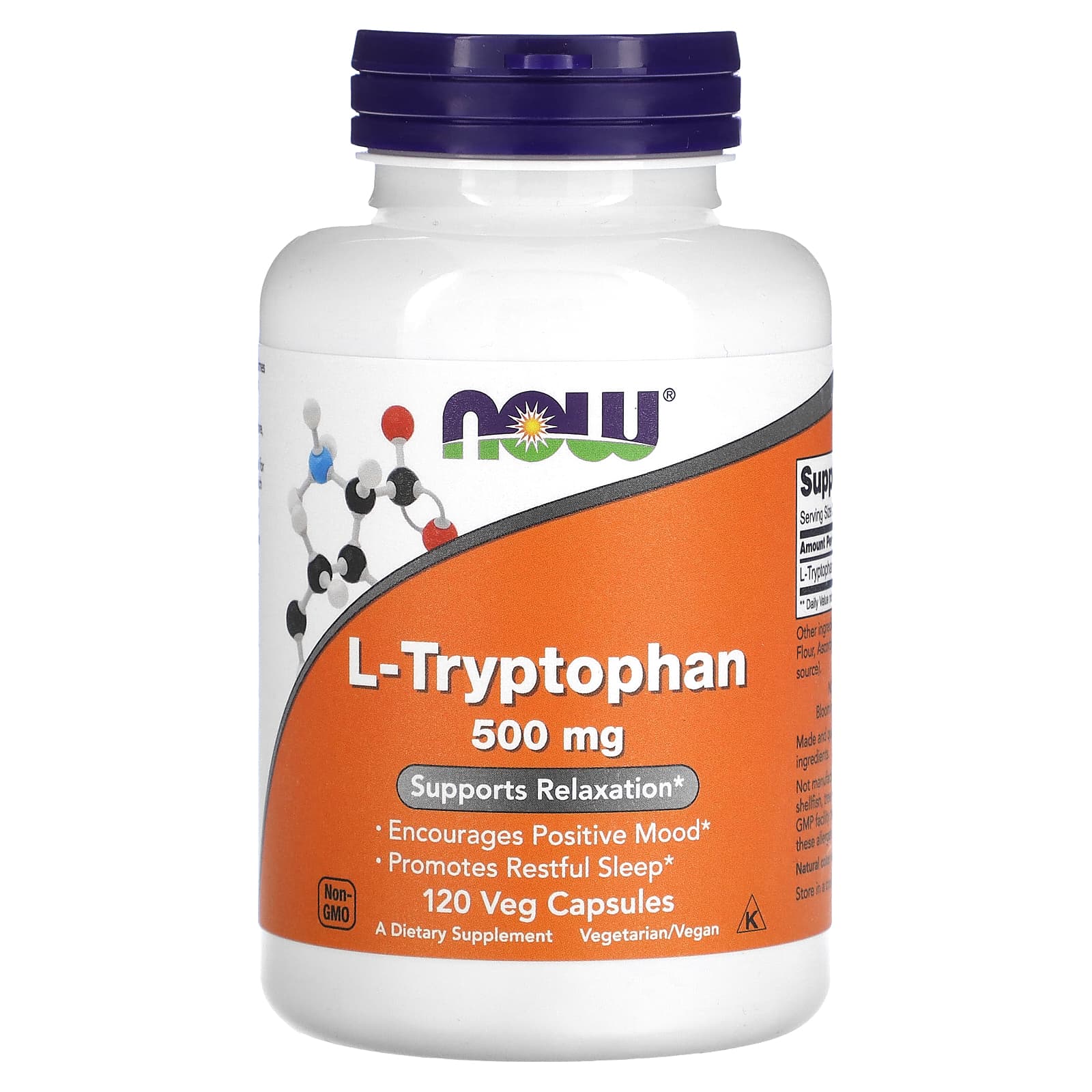 NOW Foods, L-Tryptophan, 500 mg, 120 Veg Capsules - B0019LWV56
