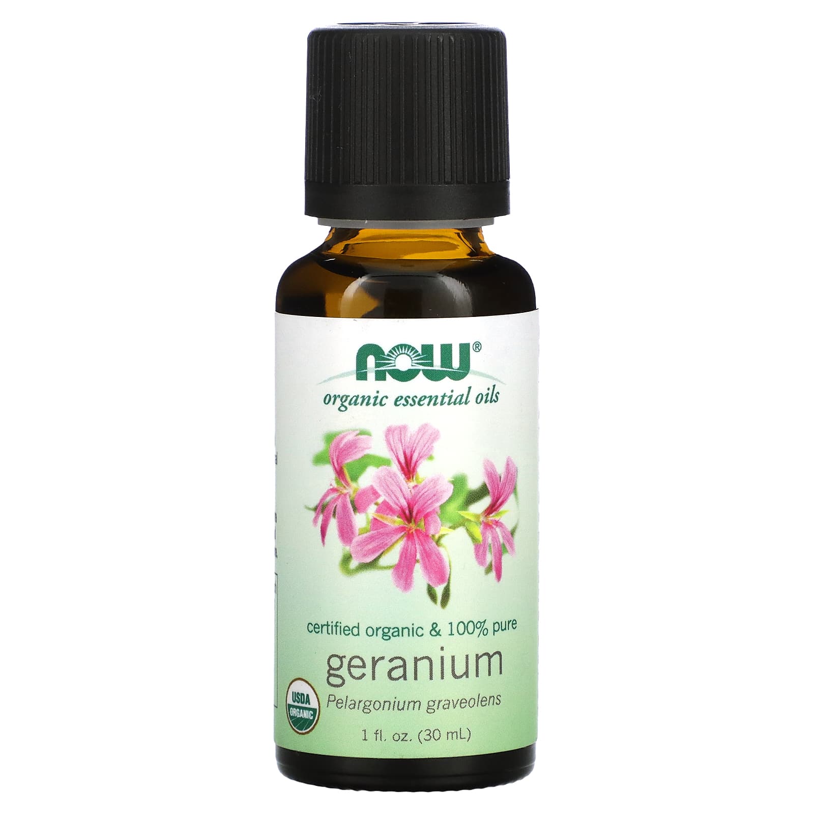 NOW Foods, Organic Essential Oils, Geranium, 1 fl oz (30 ml)