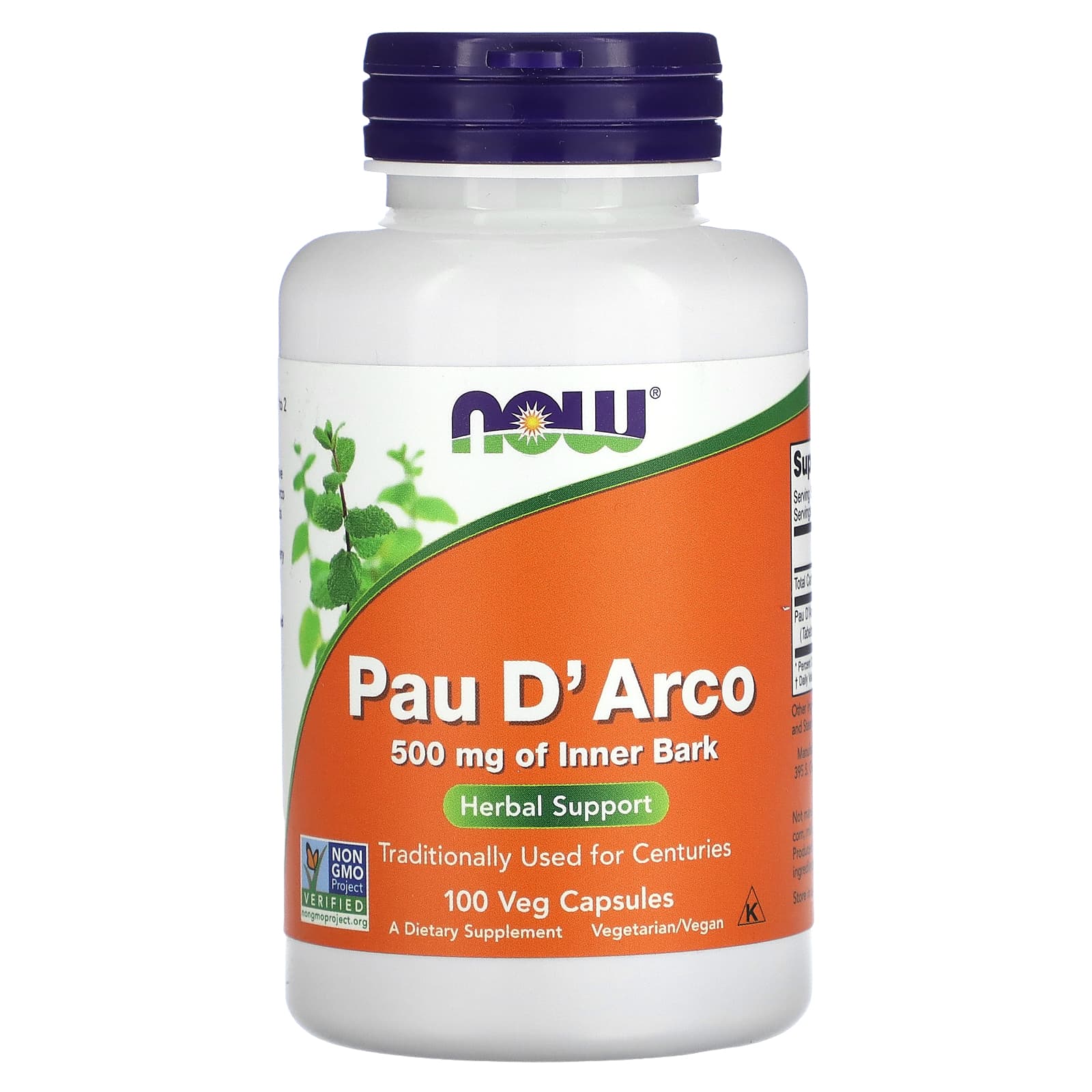 NOW Foods, Pau D'Arco, 1,000 mg, 100 Veg Capsules (500 mg per Capsule) - B00028MFHQ