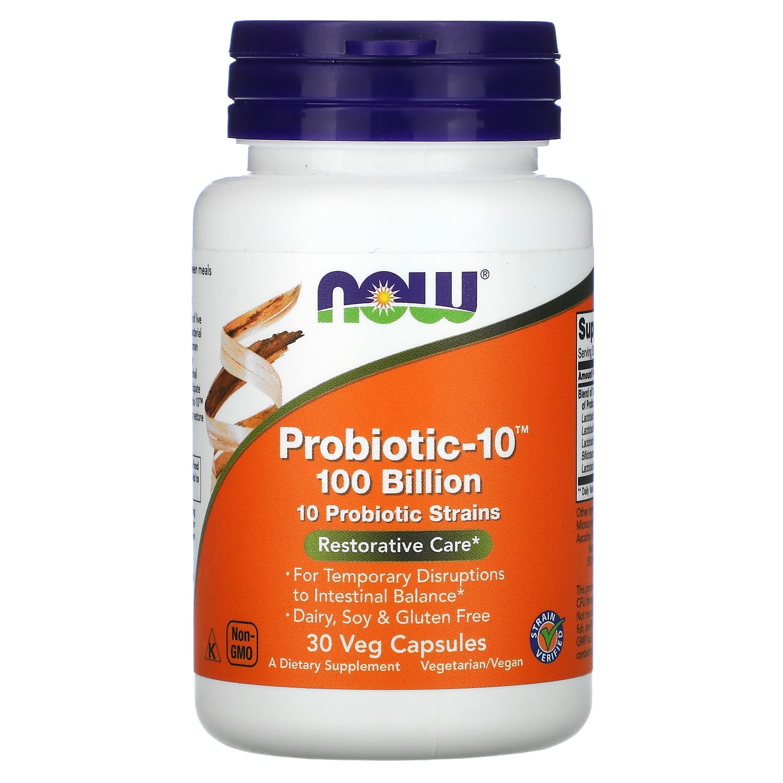 NOW Foods, Probiotic-10, 100 Billion, 30 Veg Capsules - B0131HHA1A