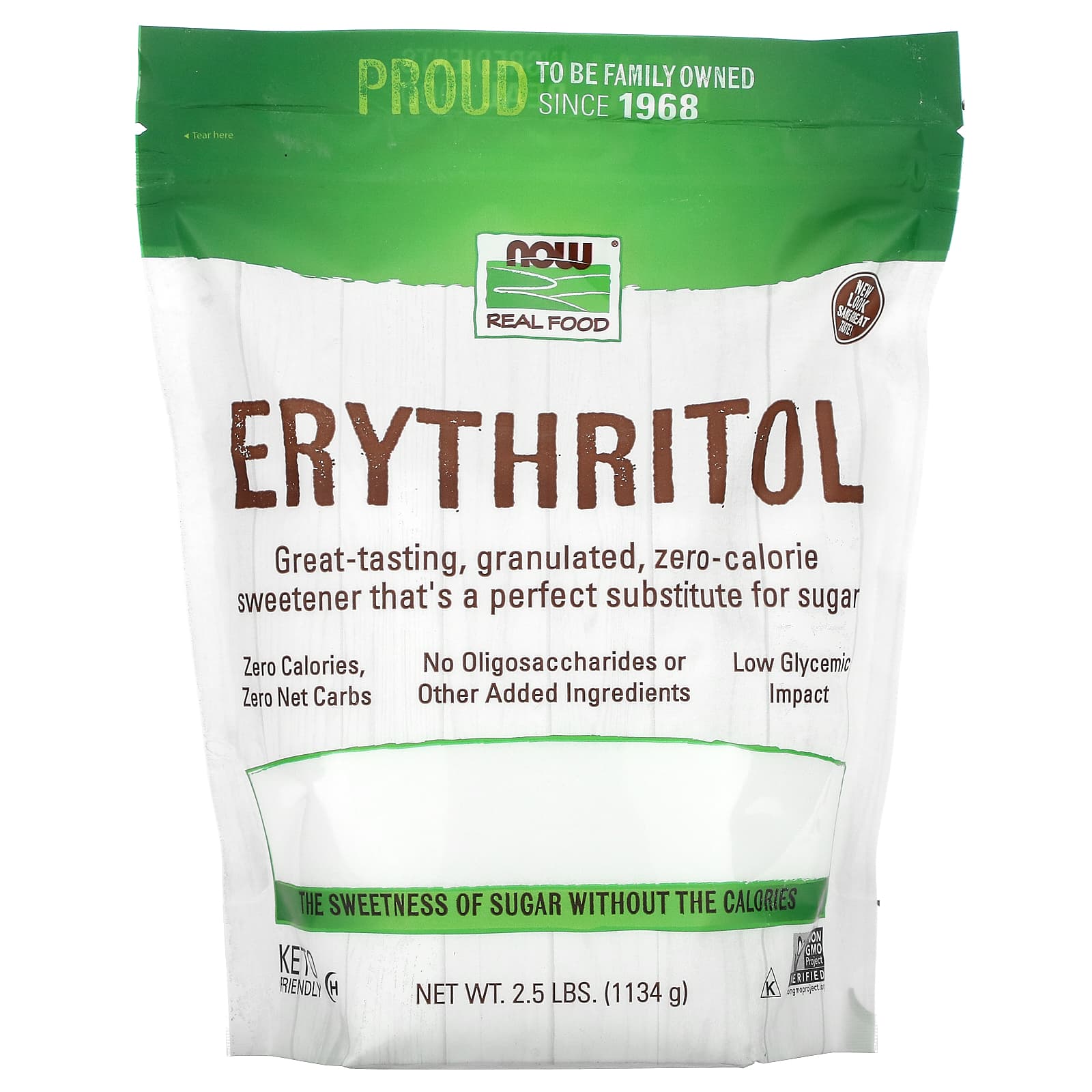 NOW Foods, Real Food, Erythritol, 2.5 lbs (1,134 g) - B0BGQV4587