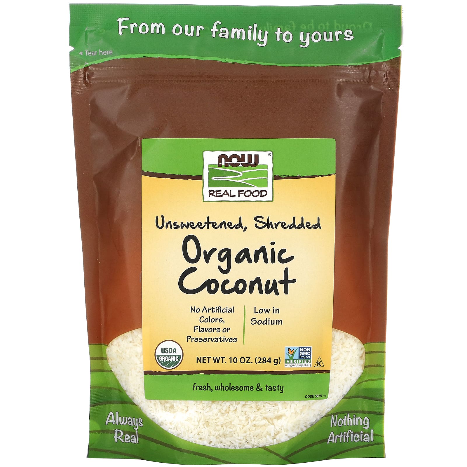 NOW Foods, Real Food, Organic Coconut, Unsweetened, Shredded, 10 oz (284 g) - B0014UFUKA