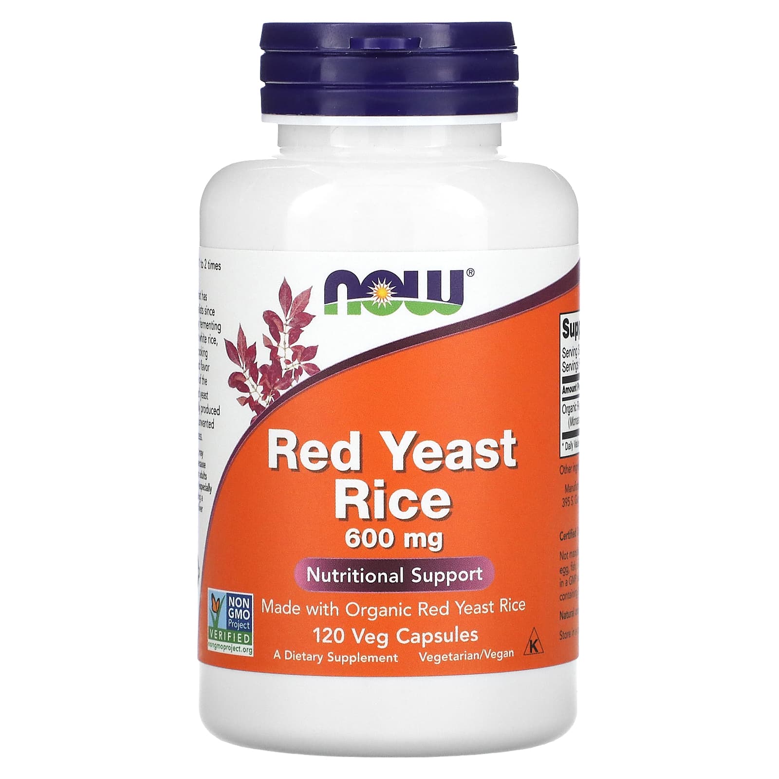 NOW Foods, Red Yeast Rice, 600 mg, 120 Veg Capsules - B0013OXHNY