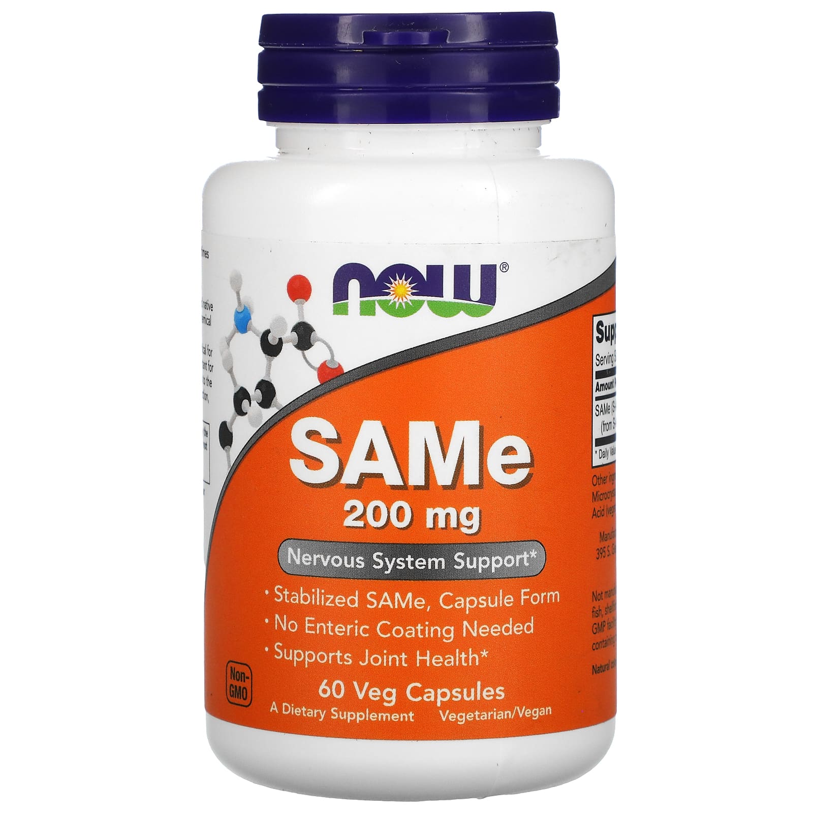 NOW Foods, SAMe (Disulfate Tosylate), 200 mg, 60 Veg Capsules - B0C1FMZ12P