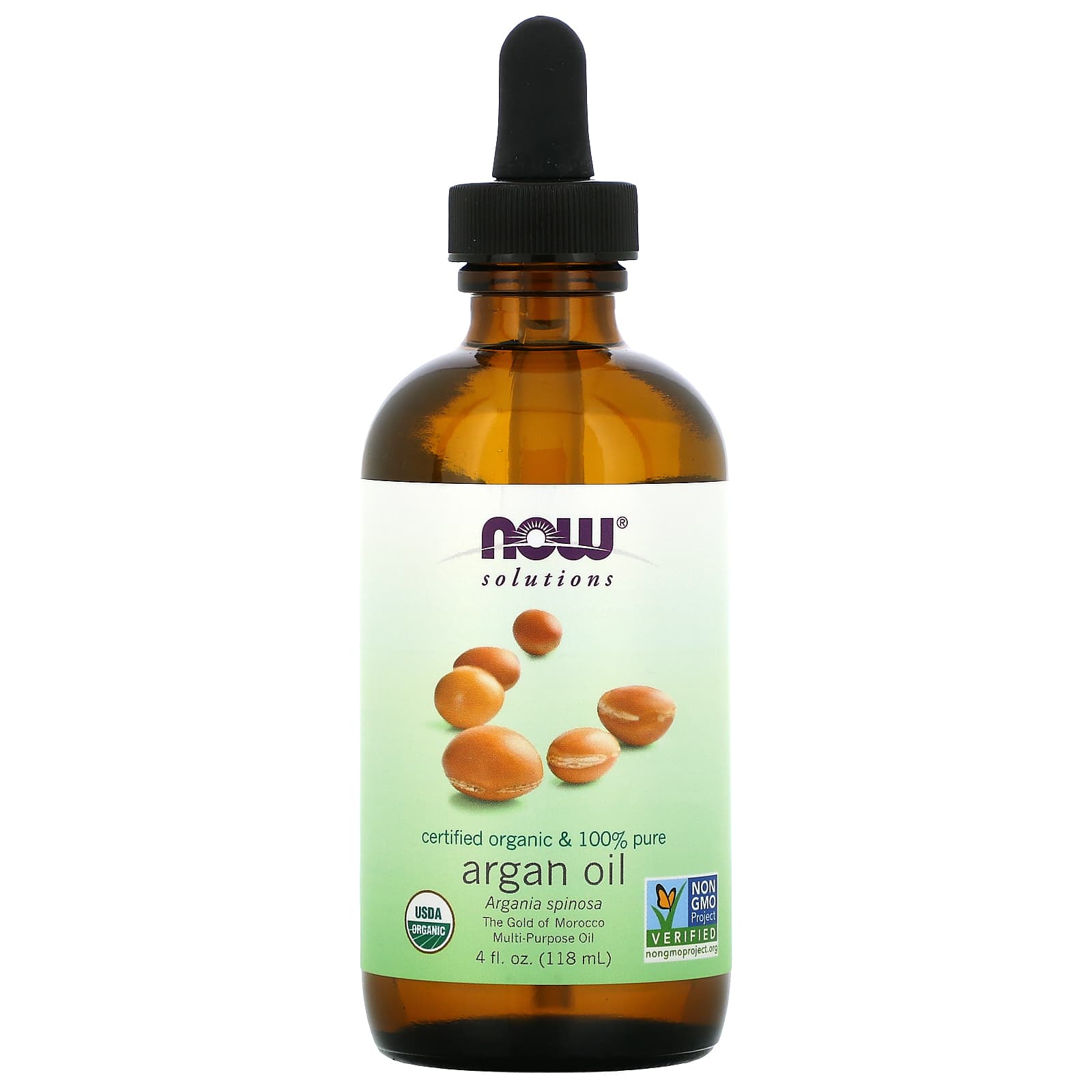 NOW Foods, Solutions, Certified Organic & 100% Pure Argan Oil, 4 fl oz (118 ml) - B00B7ZFMA0