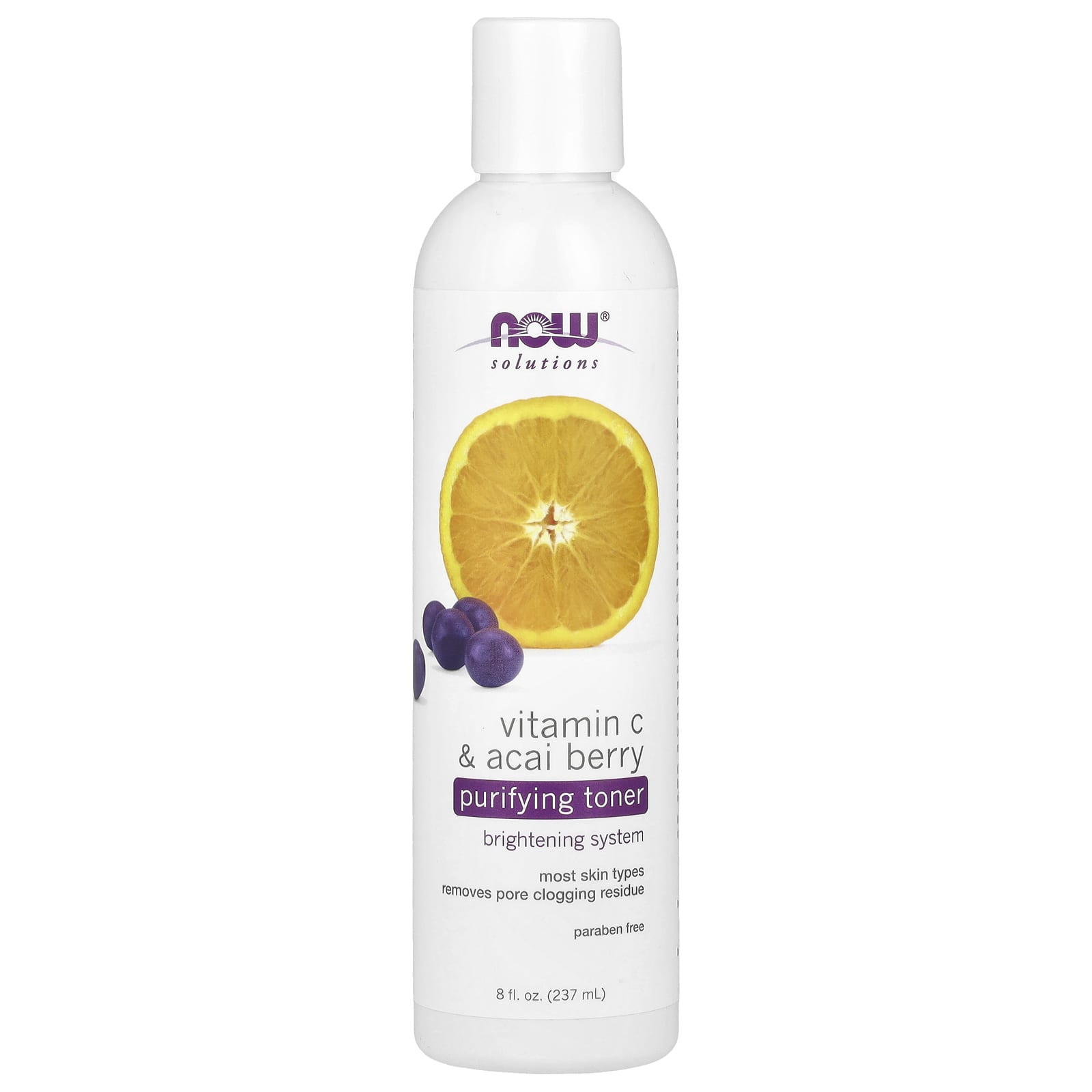 NOW Foods, Solutions, Purifying Toner, Vitamin C & Acai Berry, 8 fl oz (237 ml) - B006TJYOL2