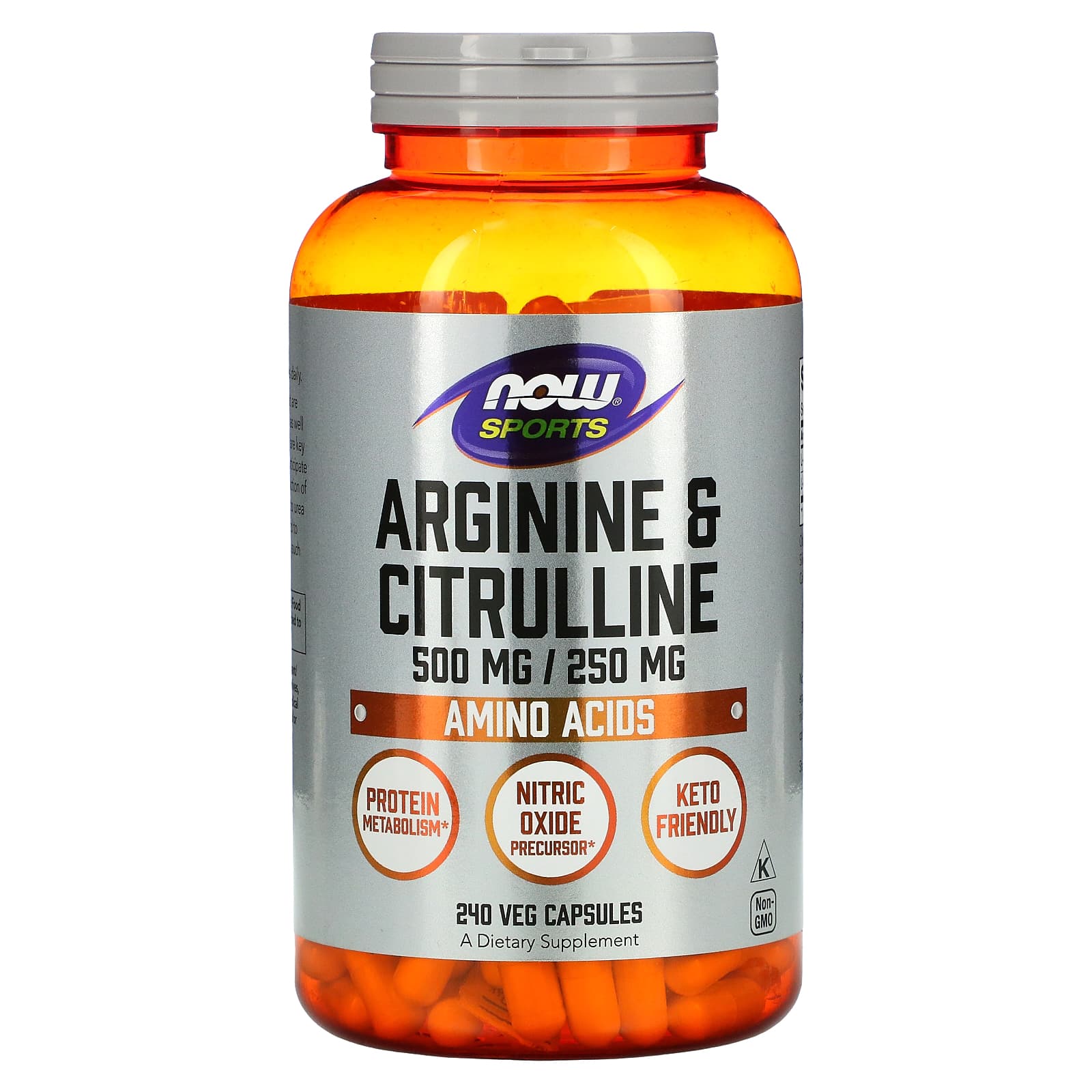 NOW Foods, Sports, Arginine & Citrulline, 240 Veg Capsules - B0768J66XL