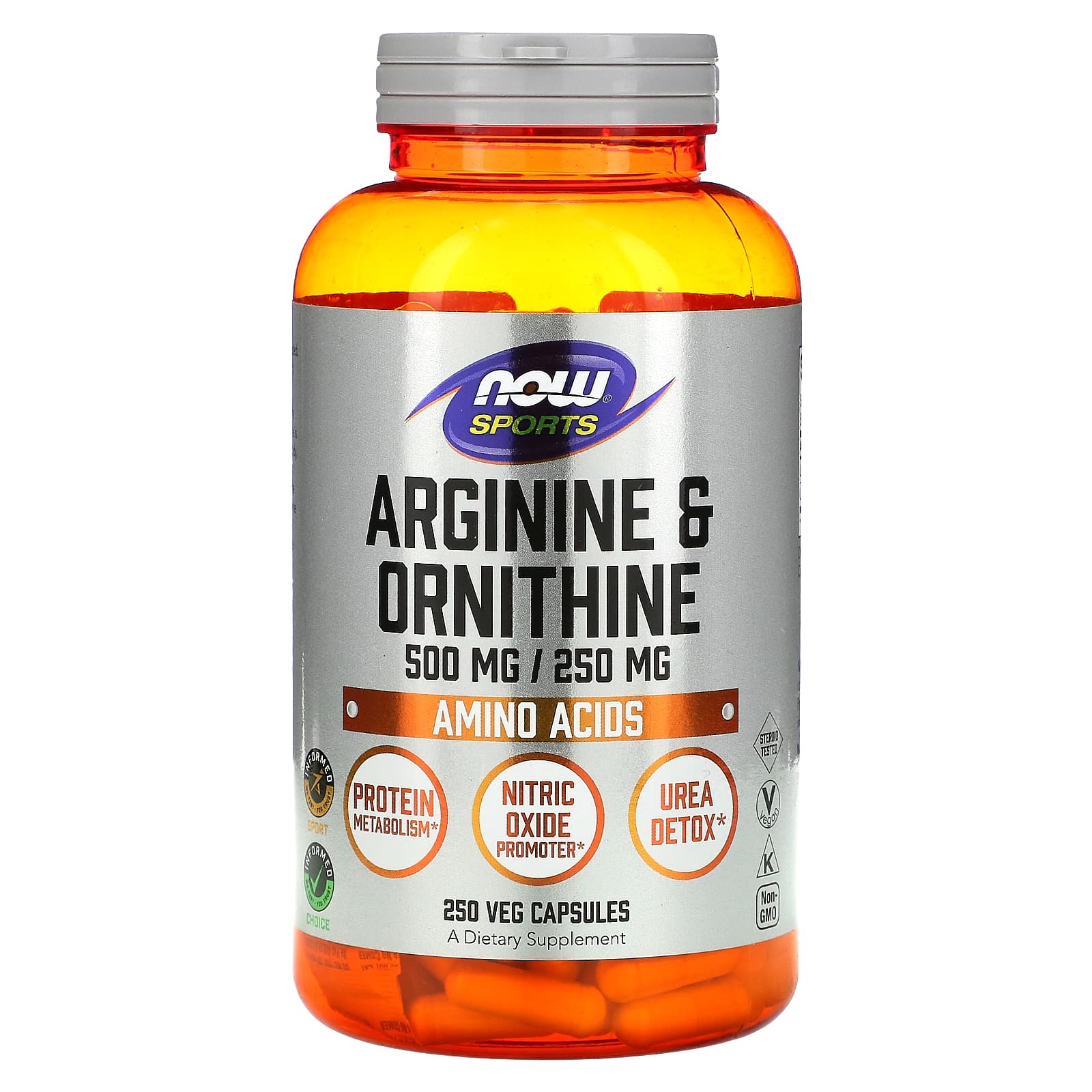 NOW Foods, Sports, Arginine & Ornithine, 250 Veg Capsules - B0013OVZXS