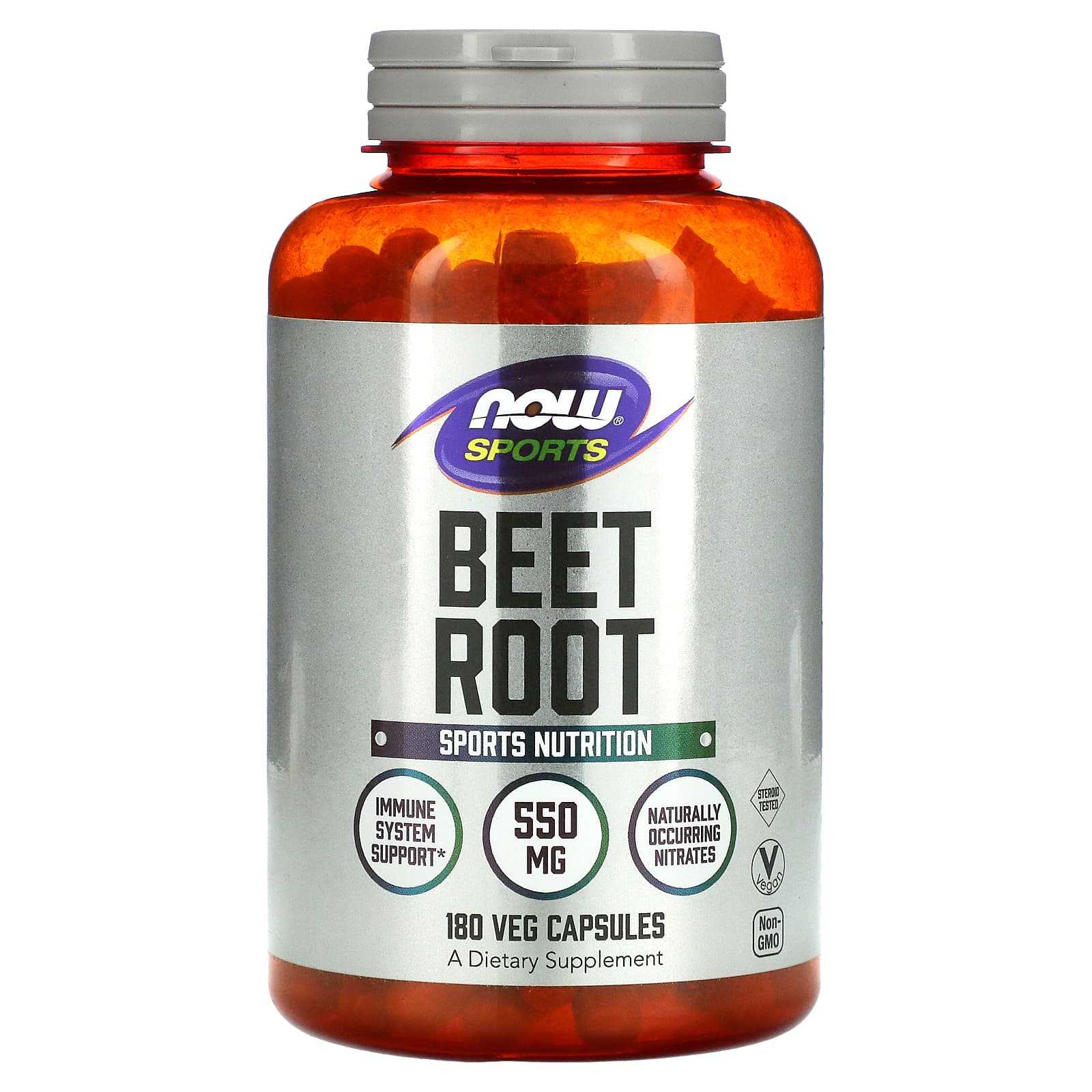 NOW Foods, Sports, Beet Root, 550 mg, 180 Veg Capsules - B09KYHB8K1