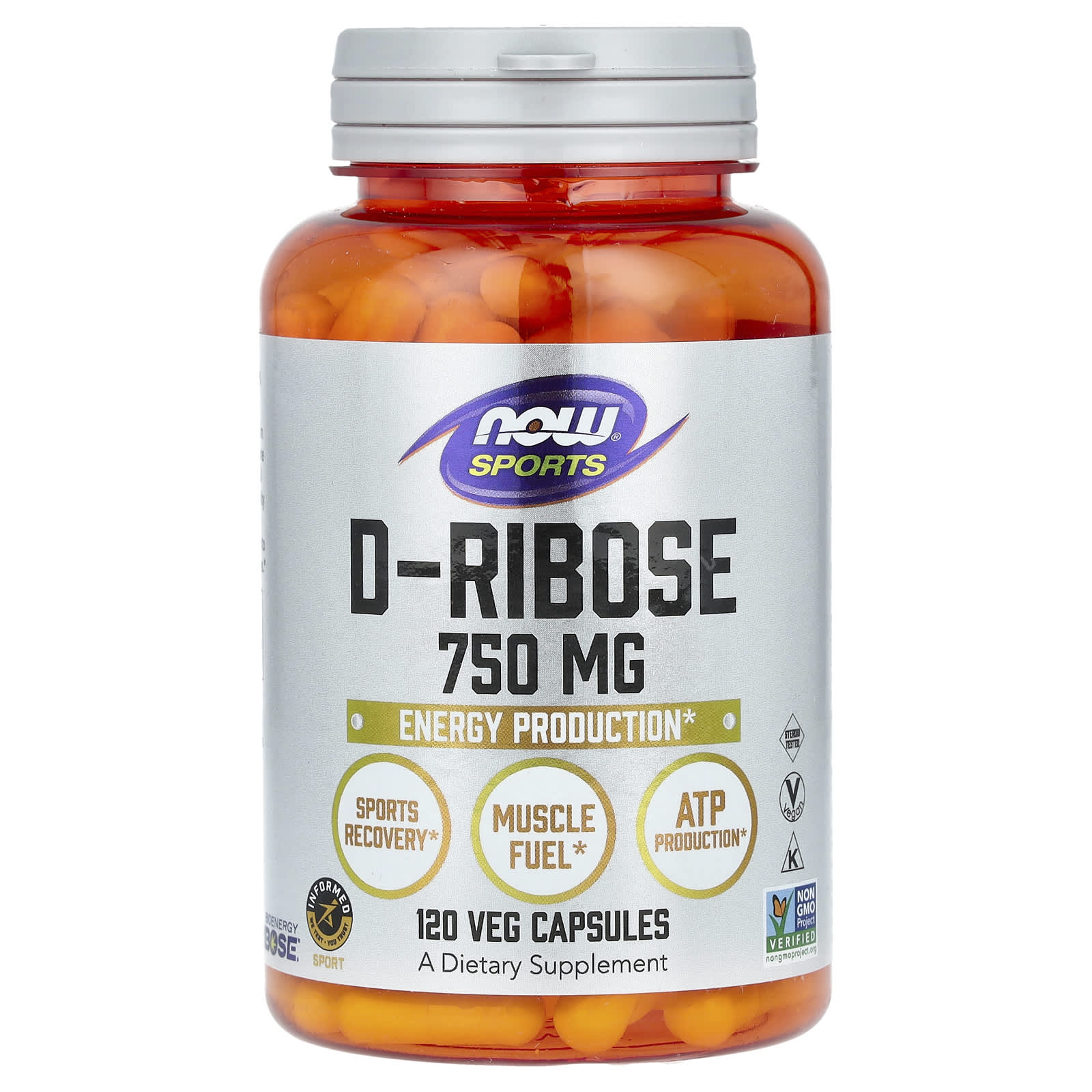 NOW Foods, Sports, D-Ribose, 750 mg, 120 Veg Capsules - B000TMJZ78