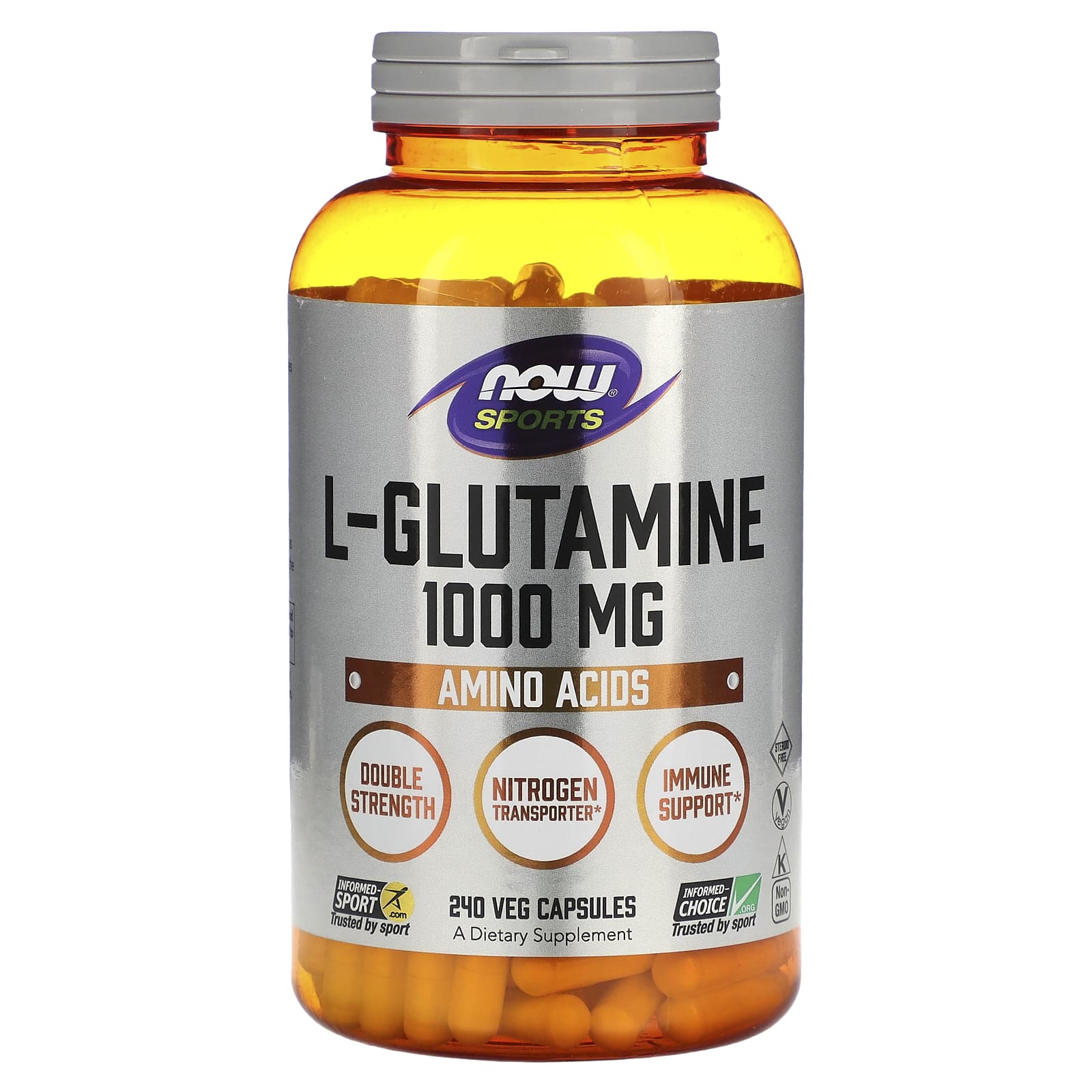 NOW Foods, Sports, L-Glutamine, 1,000 mg, 240 Veg Capsules - B0013OW03W