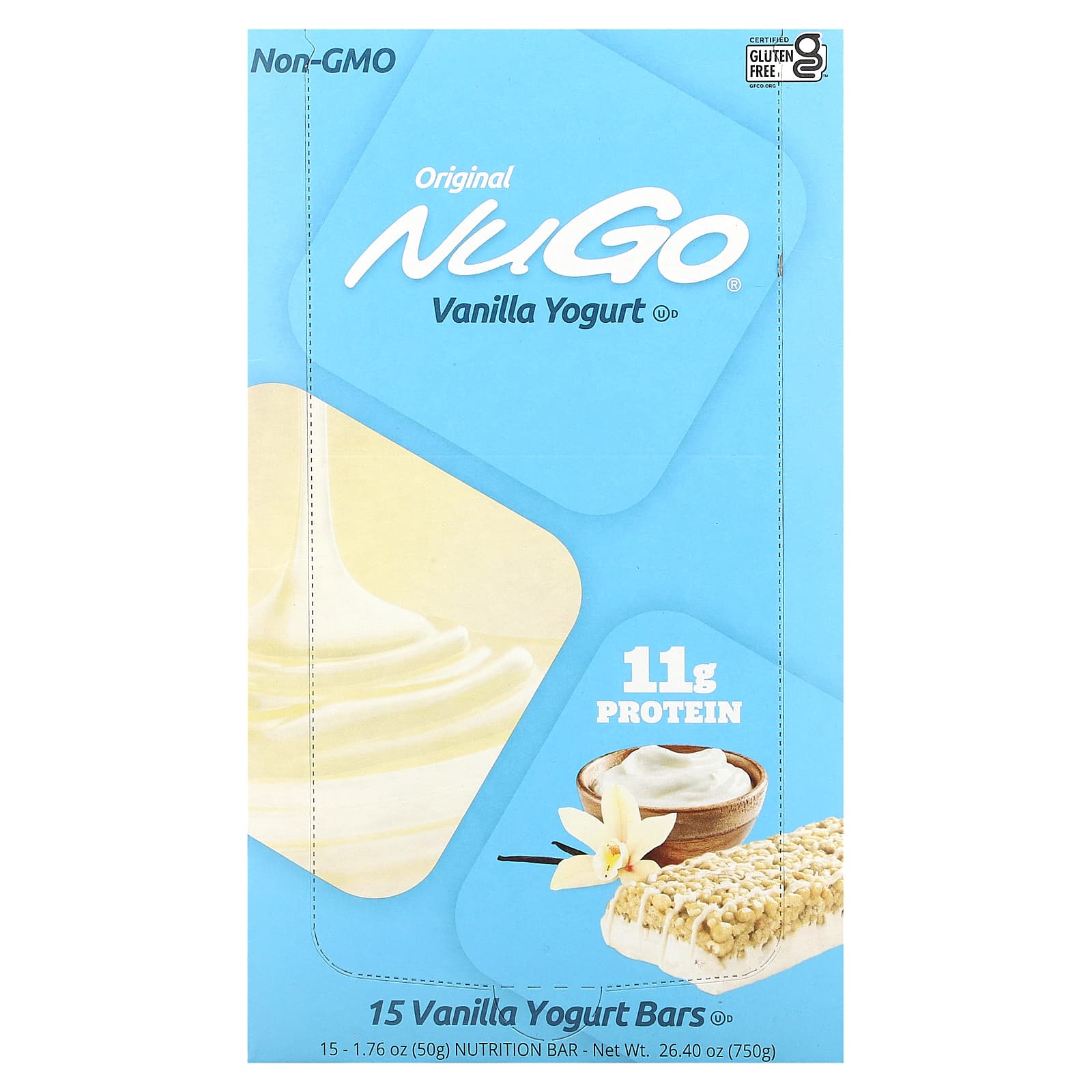 NuGo Nutrition, Original Bar, Vanilla Yogurt, 15 Bars, 1.76 oz (50 g) Each - B000EXUB3E