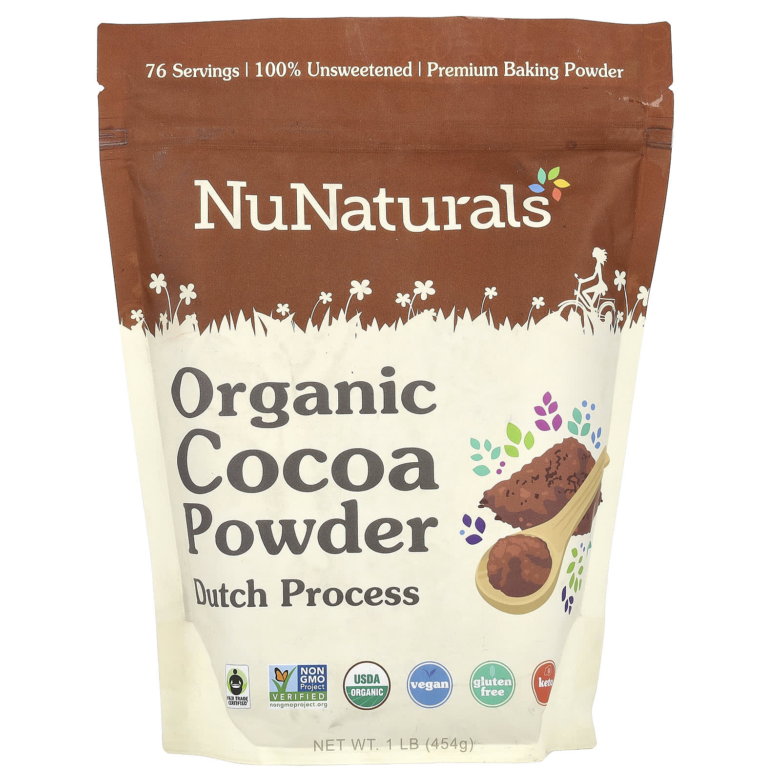NuNaturals, Organic Cocoa Powder, 1 lb (454 g) - B01F6FLLOW