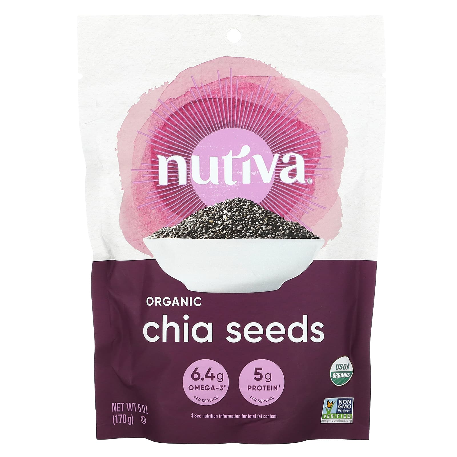 Nutiva, Organic Chia Seeds, 6 oz (170 g) - B00EJXWR6E