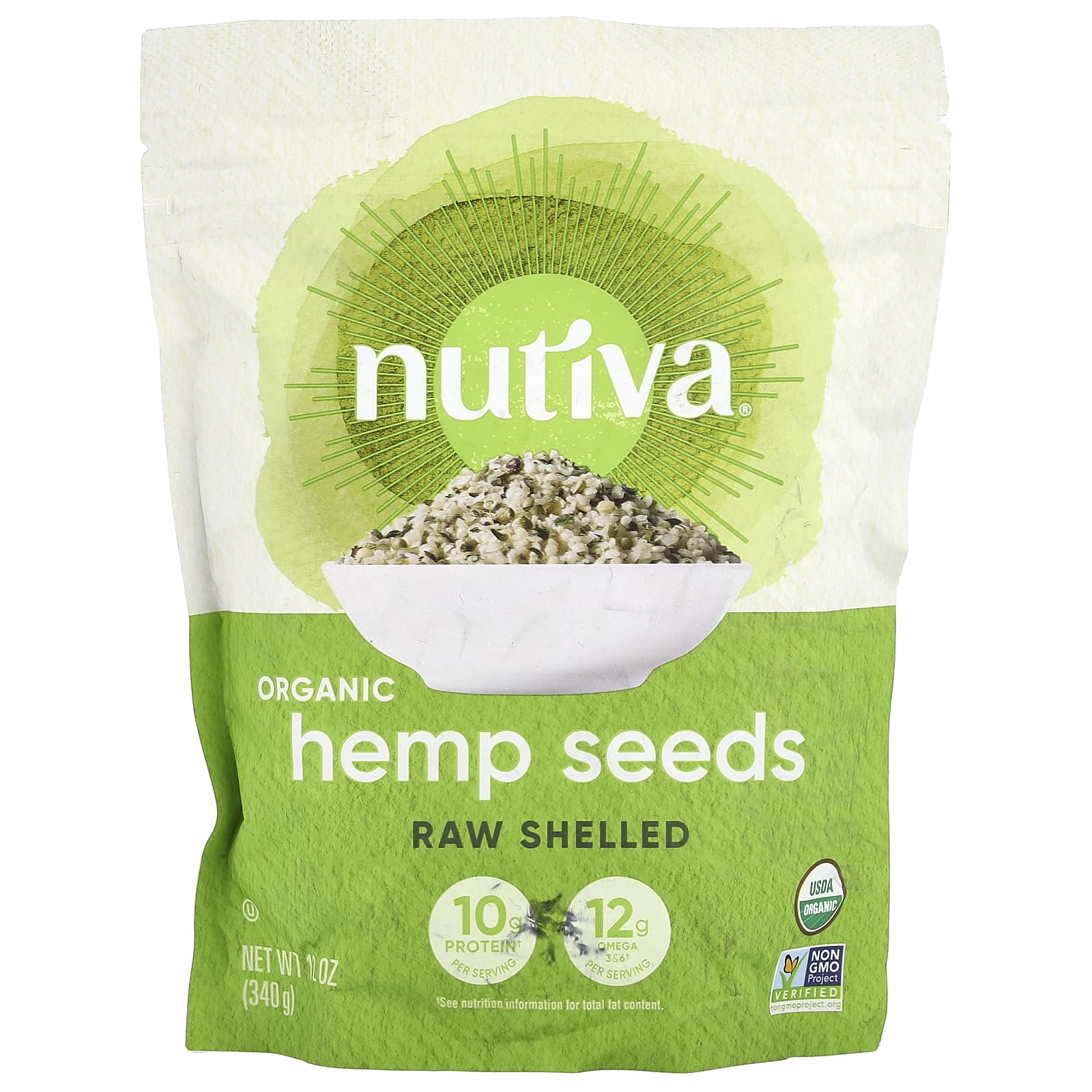 Nutiva, Organic Hemp Seeds, Raw Shelled, 12 oz (340 g) - B004X6UMG4