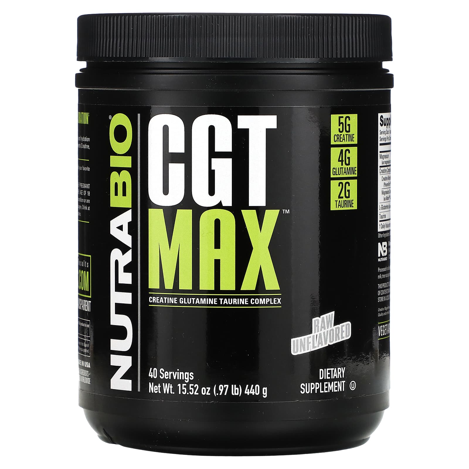 NutraBio, CGT MAX, Raw Unflavored, 0.97 lb (440 g) - B00333D3MI