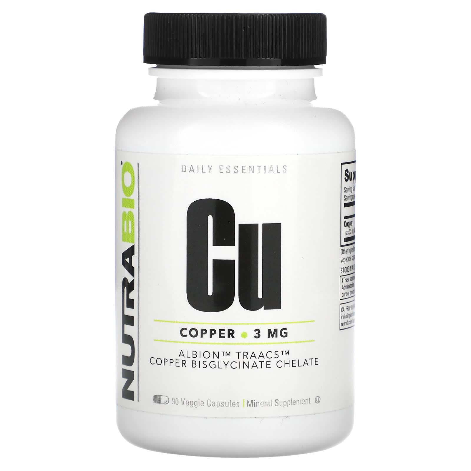 NutraBio, Copper, 3 mg, 90 Veggie Capsules - B09P1Q682N