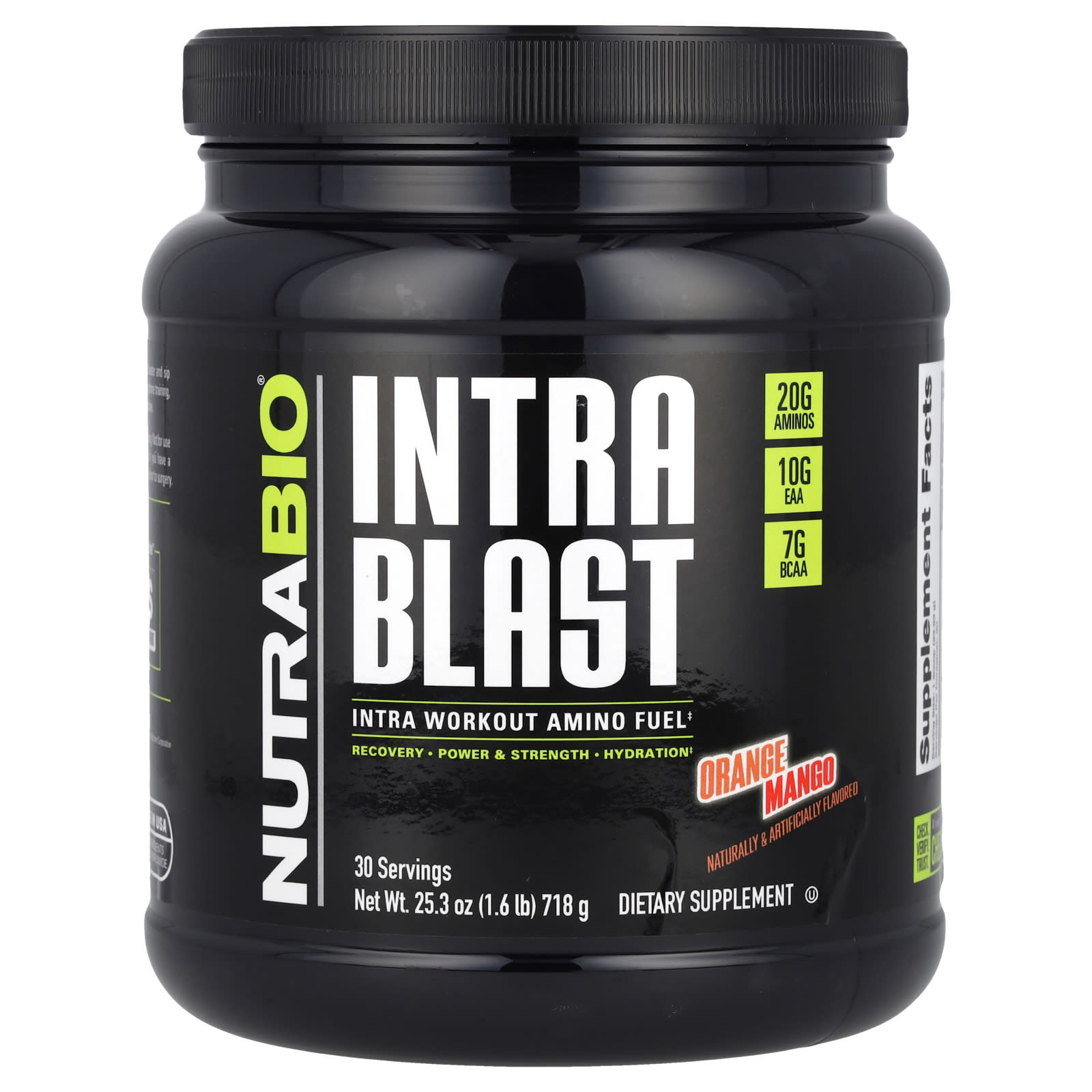 NutraBio, Intra Blast, Intra Workout Amino Fuel, Orange Mango, 1.6 lb (718 g) - B01A68CE2C