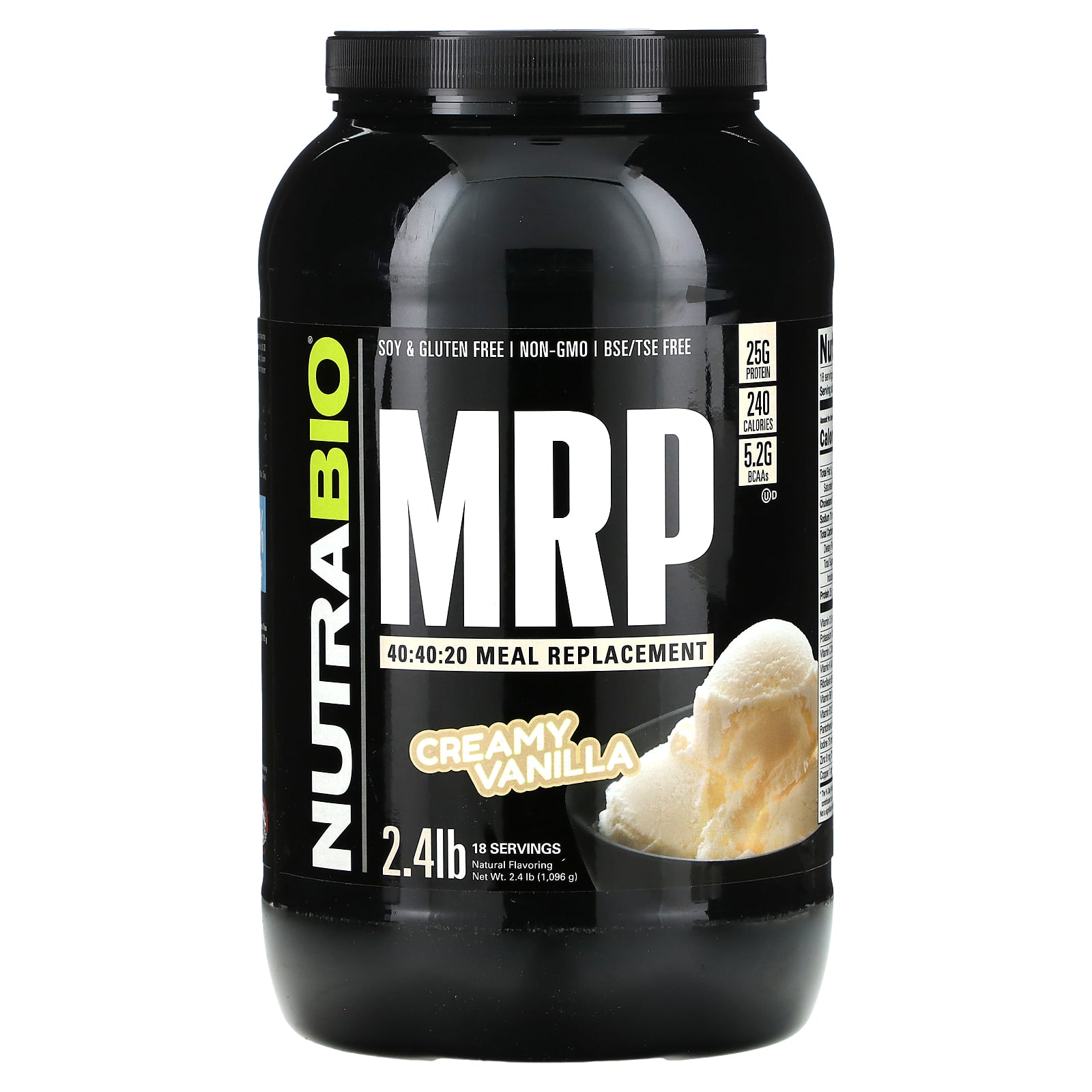 NutraBio, MRP 40:40:20 Meal Replacement, Creamy Vanilla, 2.4 lb (1,096 g) - B01BEBJ2UM