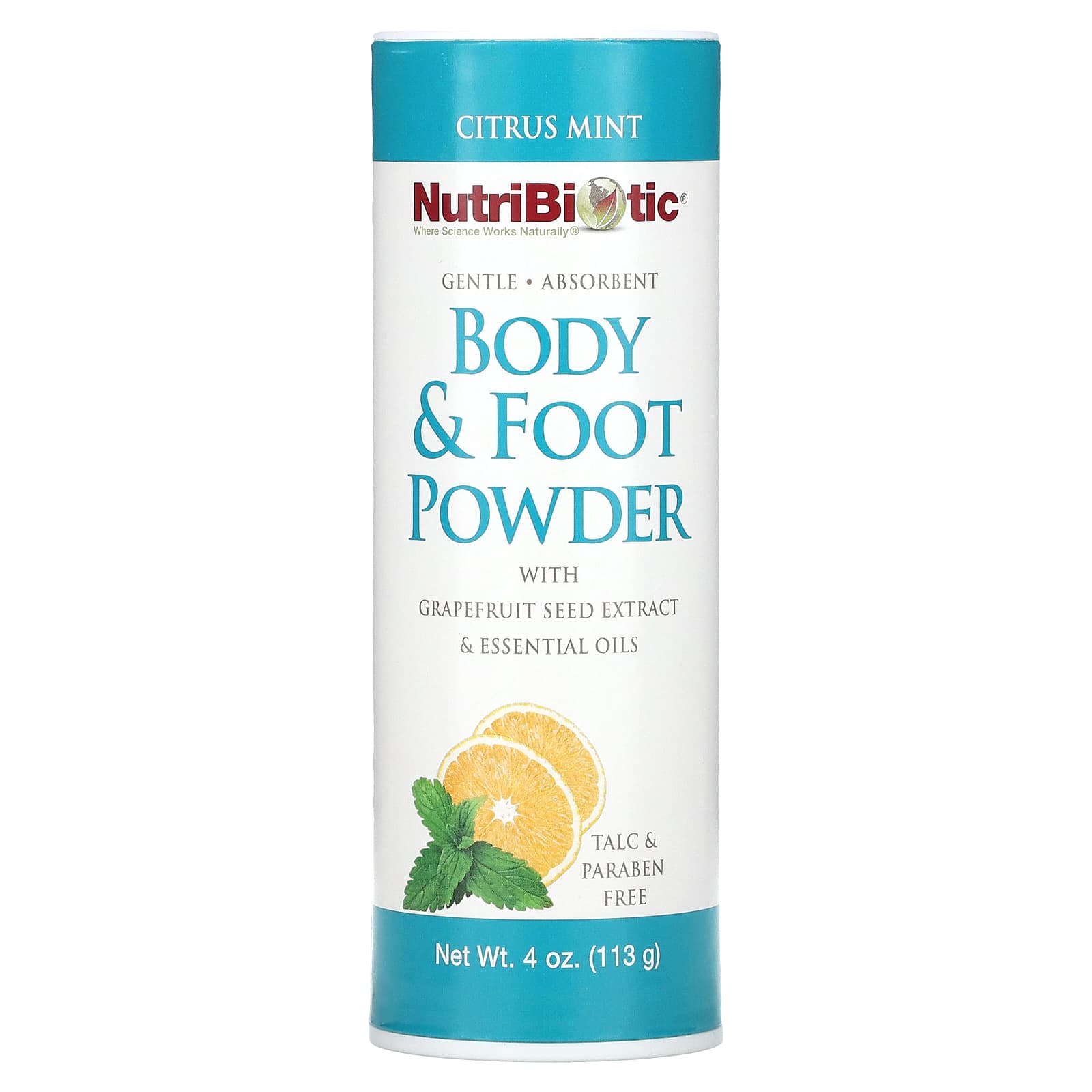 NutriBiotic, Body & Foot Powder with Grapefruit Seed Extract & Essential Oils, Citrus Mint, 4 oz (113 g) - B075KTSQYS