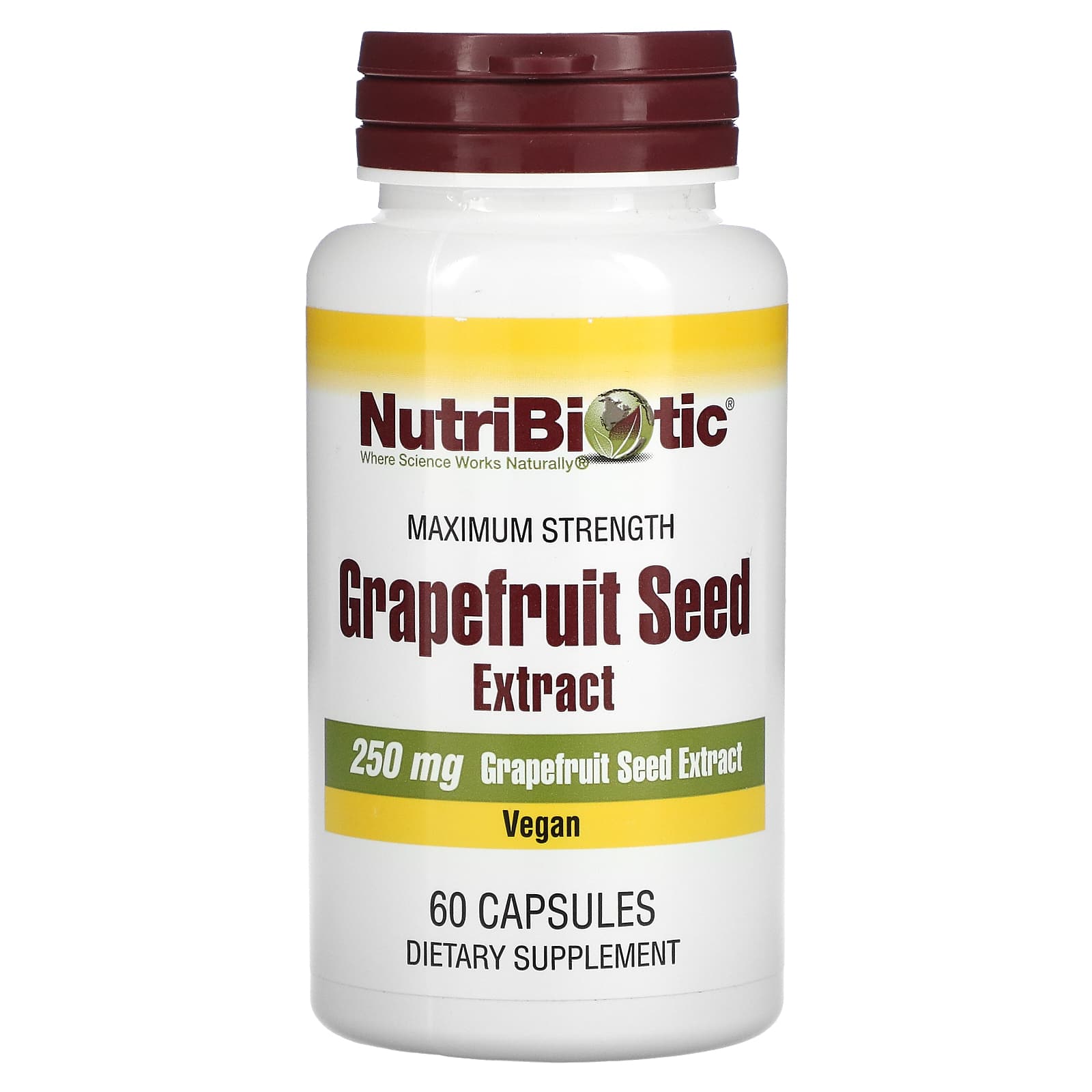 NutriBiotic, Grapefruit Seed Extract, Maximum Strength, 250 mg, 60 Capsules