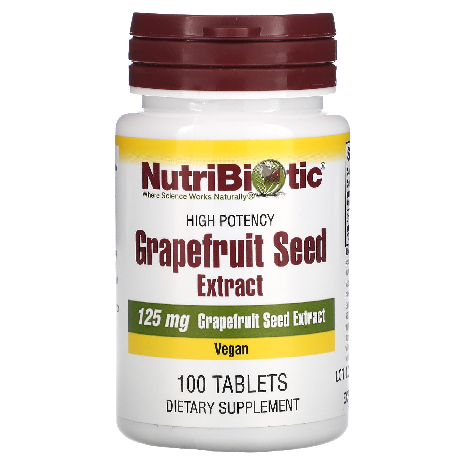 NutriBiotic, High Potency Grapefruit Seed Extract, 125 mg, 100 Tablets